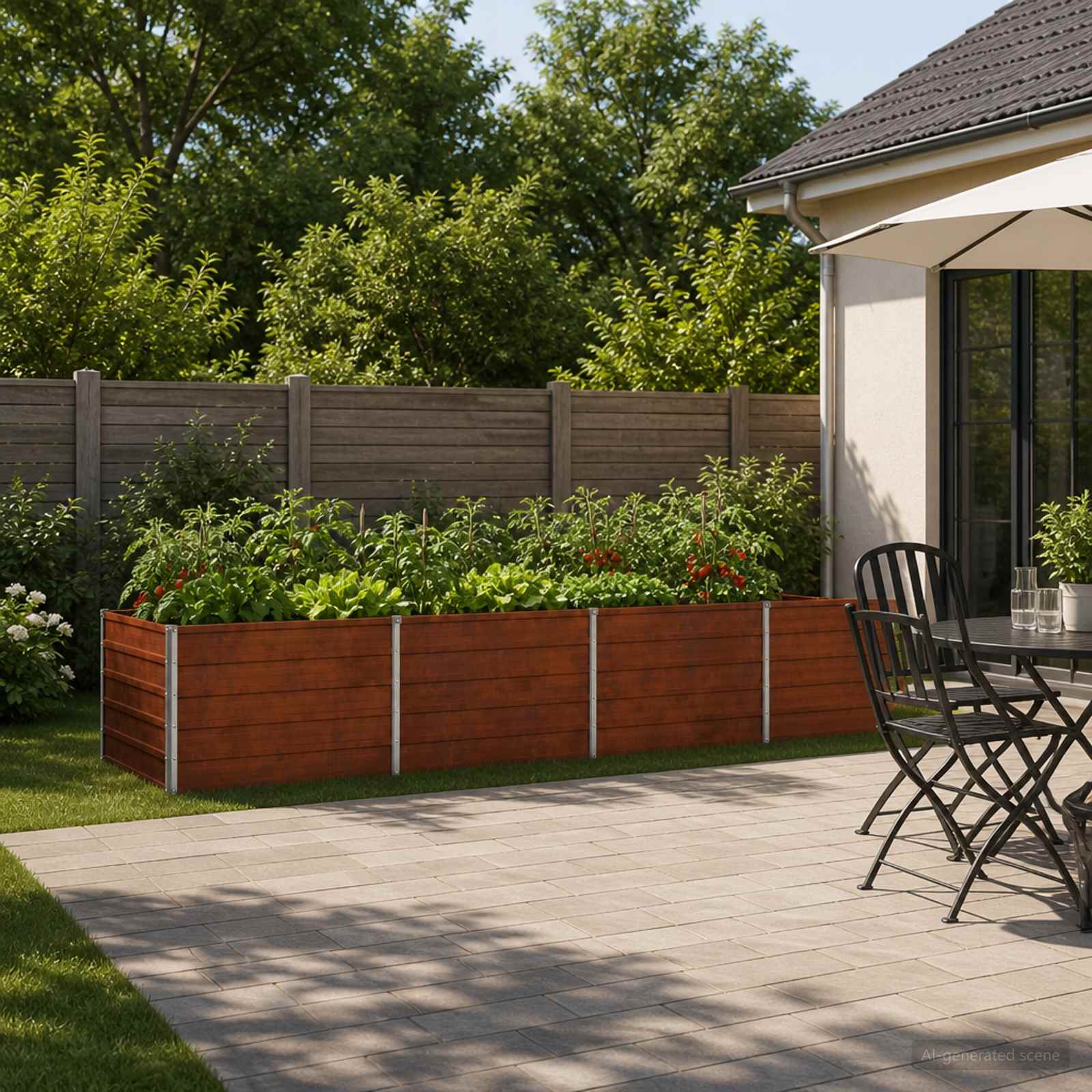 Letto rialzato da giardino Ruggine 320 x 80 x 55 cm cartone
