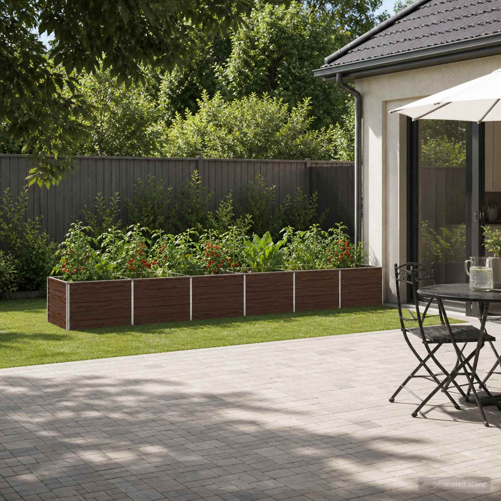 Letto rialzato da giardino Nero 480 x 80 x 55 cm