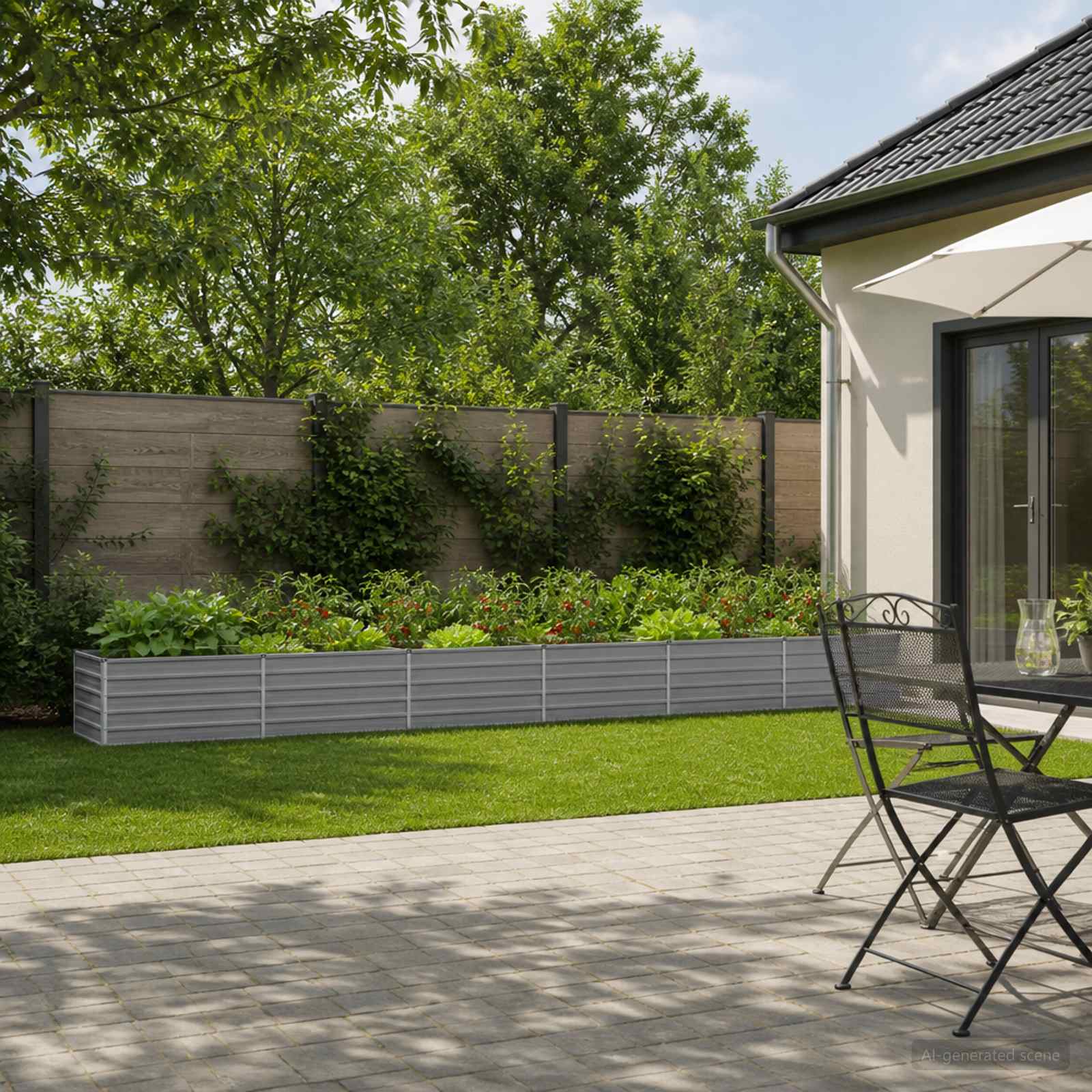 Letto rialzato da giardino Grigio 600 x 80 x 55 cm