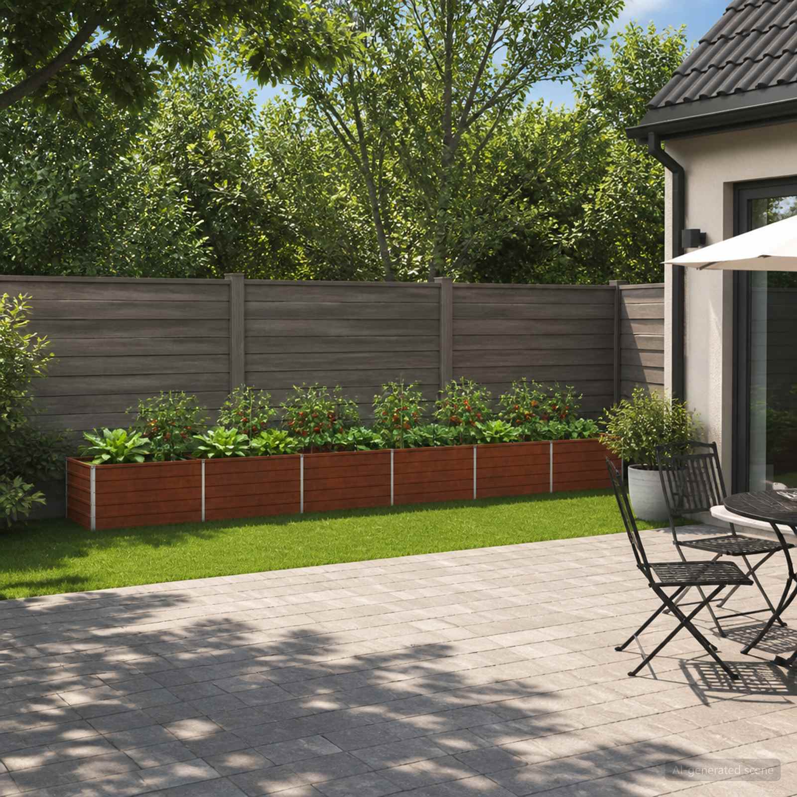 Letto rialzato da giardino Ruggine 600 x 80 x 55 cm cartone