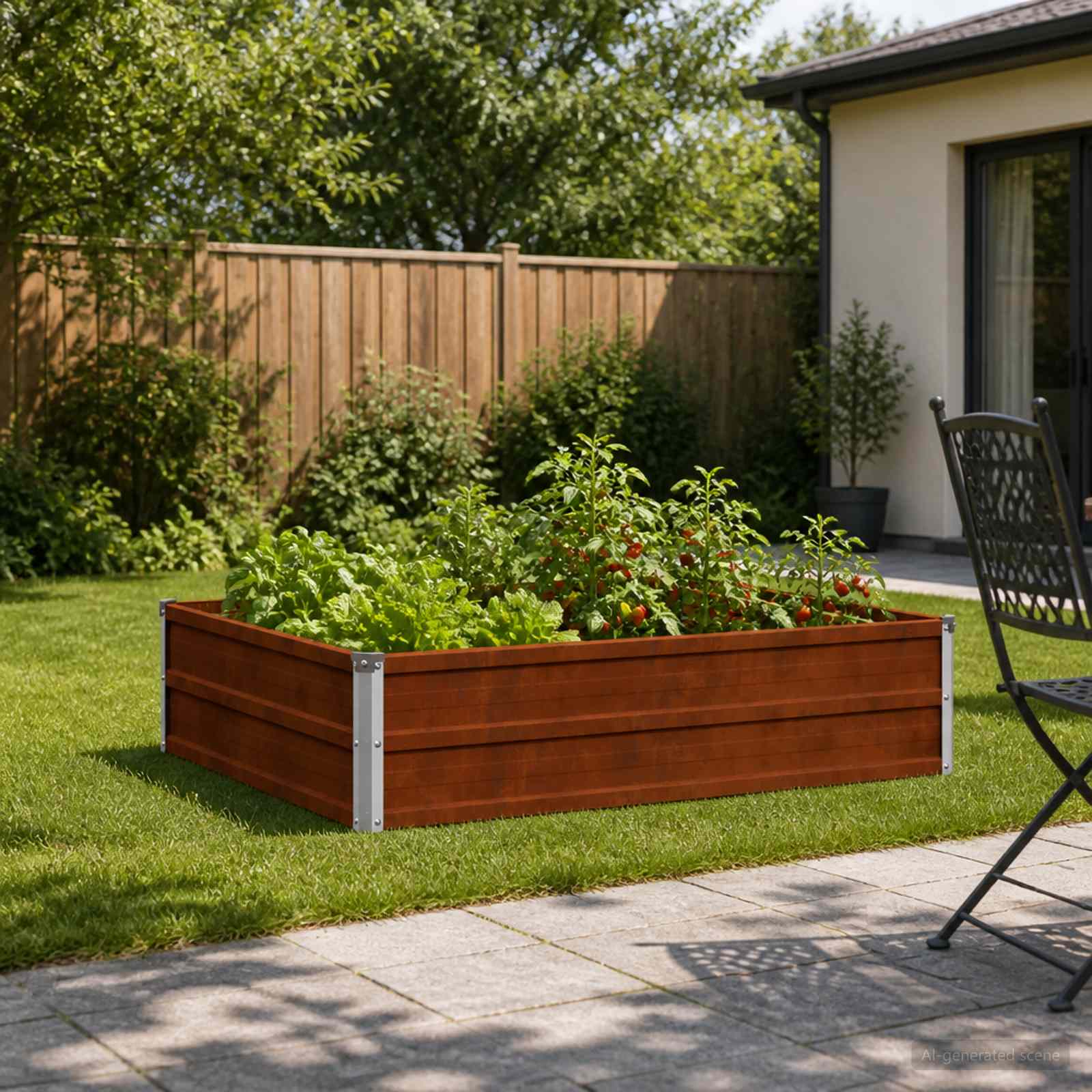 Letto rialzato da giardino Ruggine 100 x 80 x 24 cm cartone