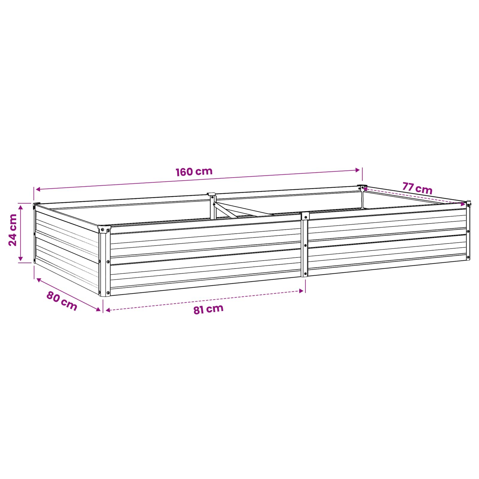 Letto rialzato da giardino Marrone legno 160 x 80 x 24 cm