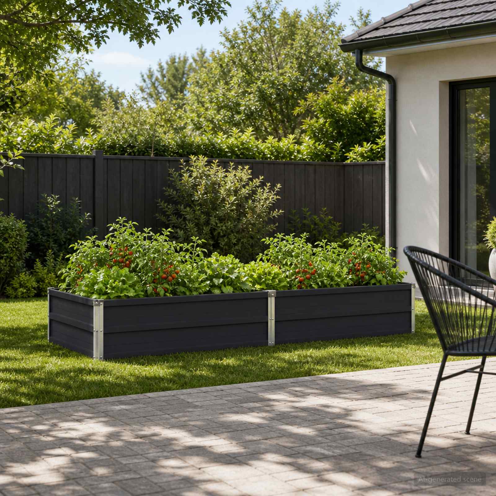 Letto rialzato da giardino Antracite 160 x 80 x 24 cm