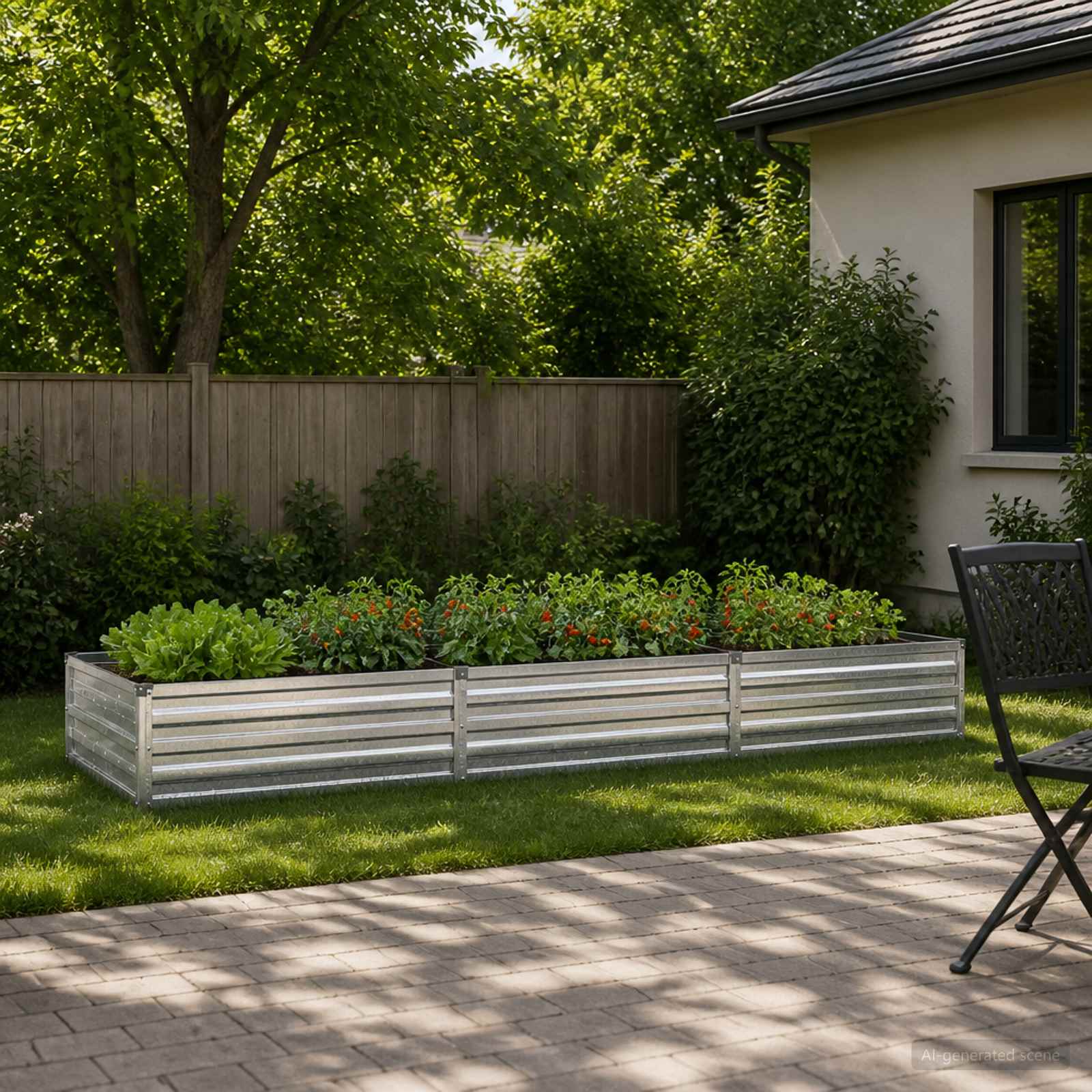 Letto rialzato da giardino Argento 240 x 80 x 24 cm