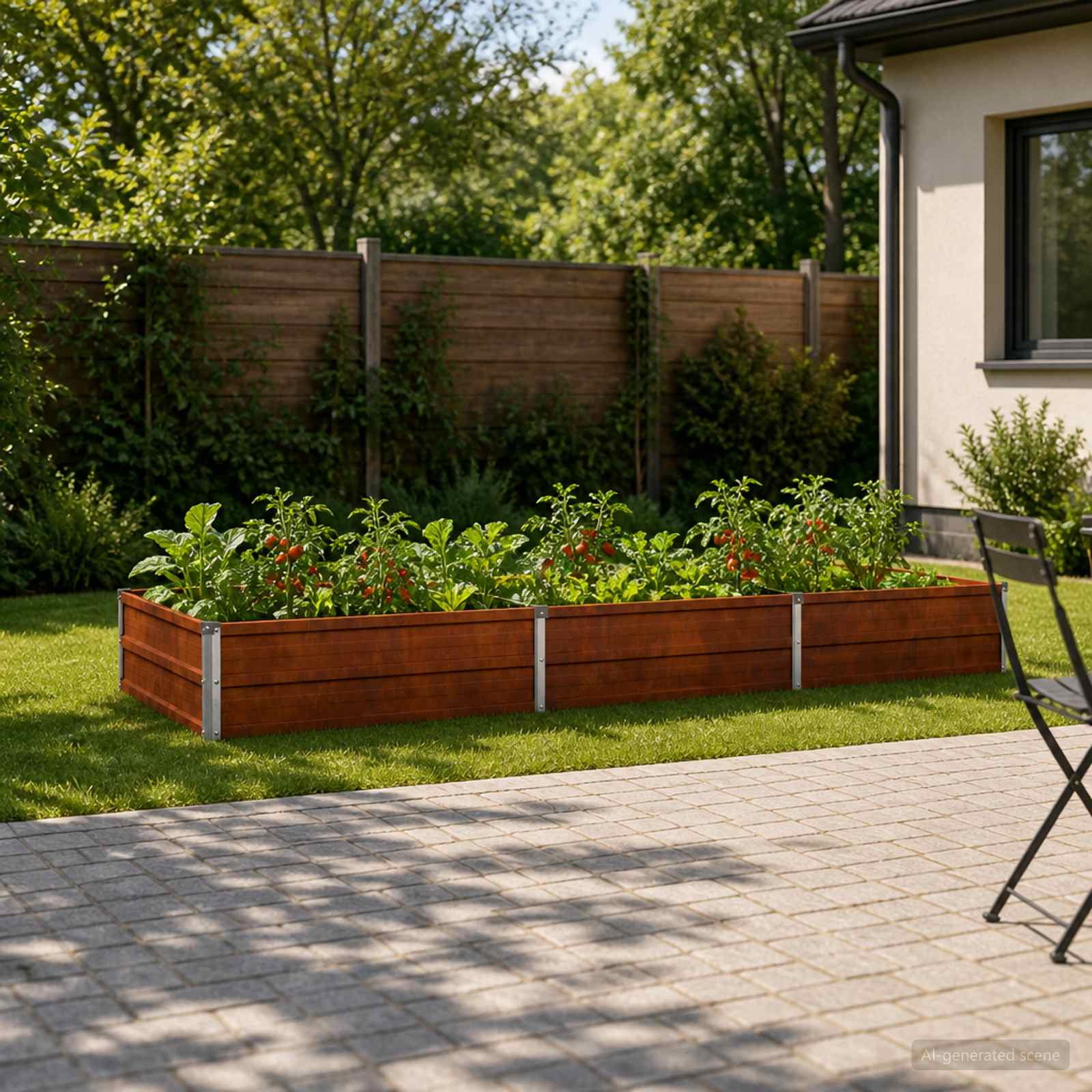 Letto rialzato da giardino Ruggine 240 x 80 x 24 cm cartone