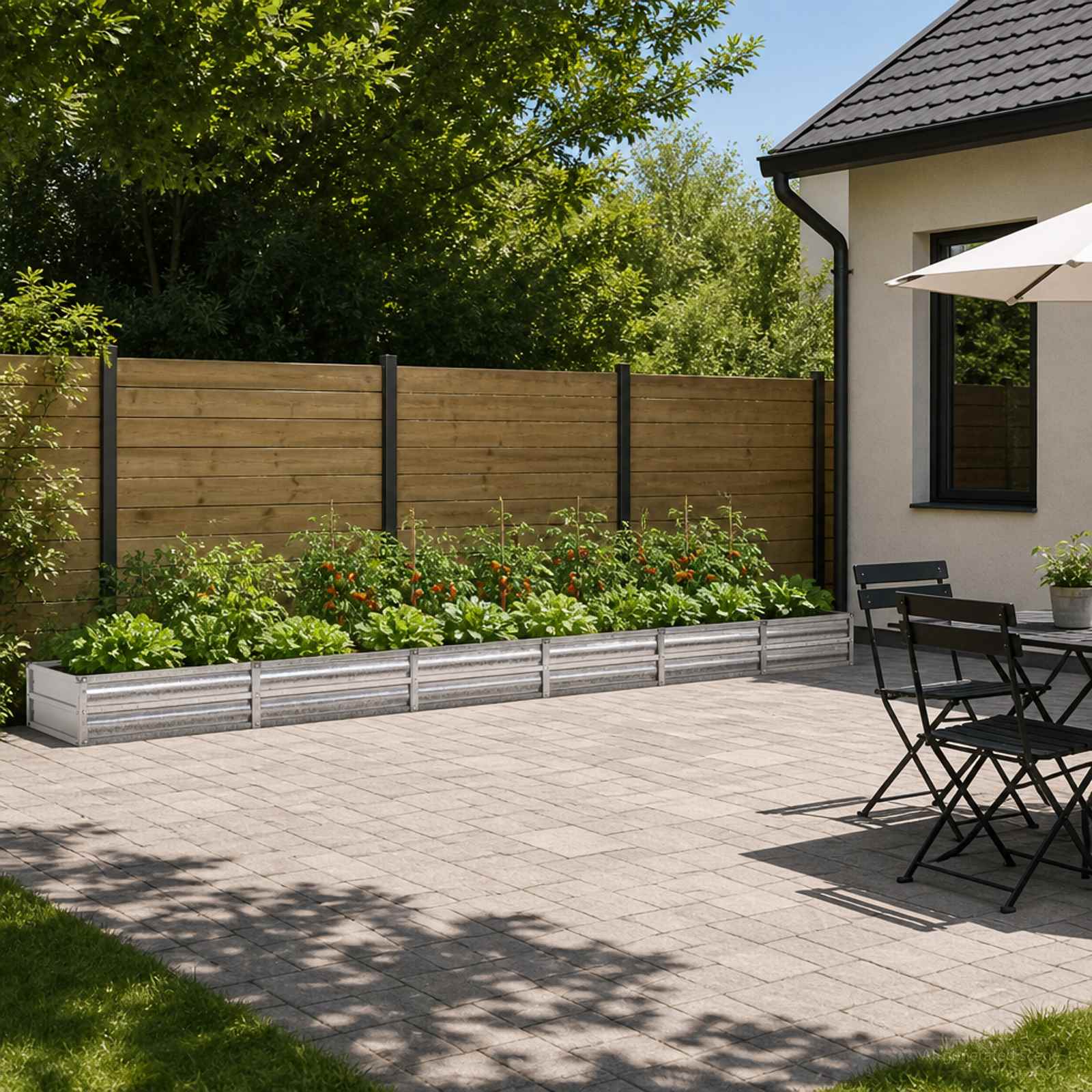 Letto rialzato da giardino Argento 480 x 80 x 24 cm