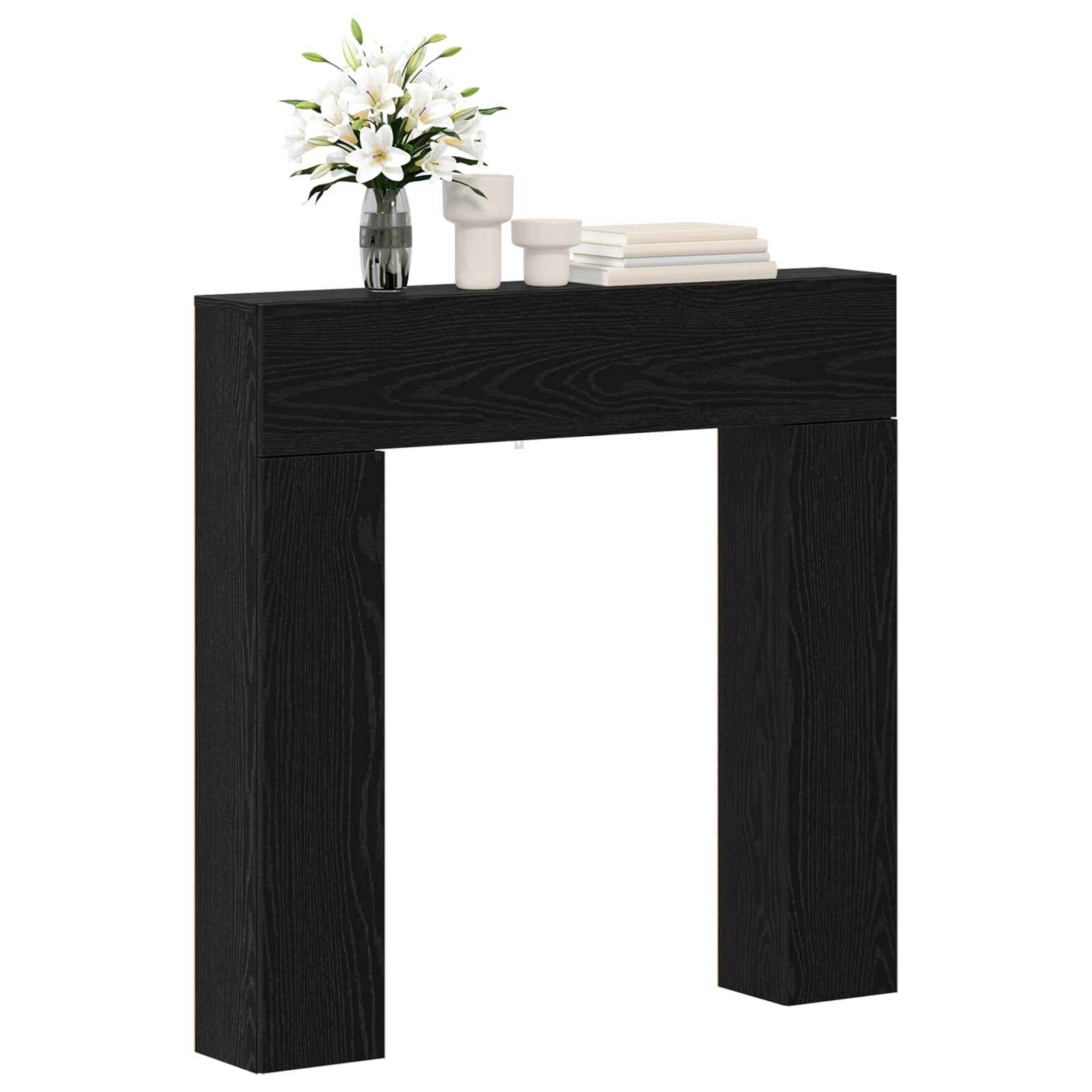 Cornice per camino Rovere Nero 102 x 18 x 100,5 cm