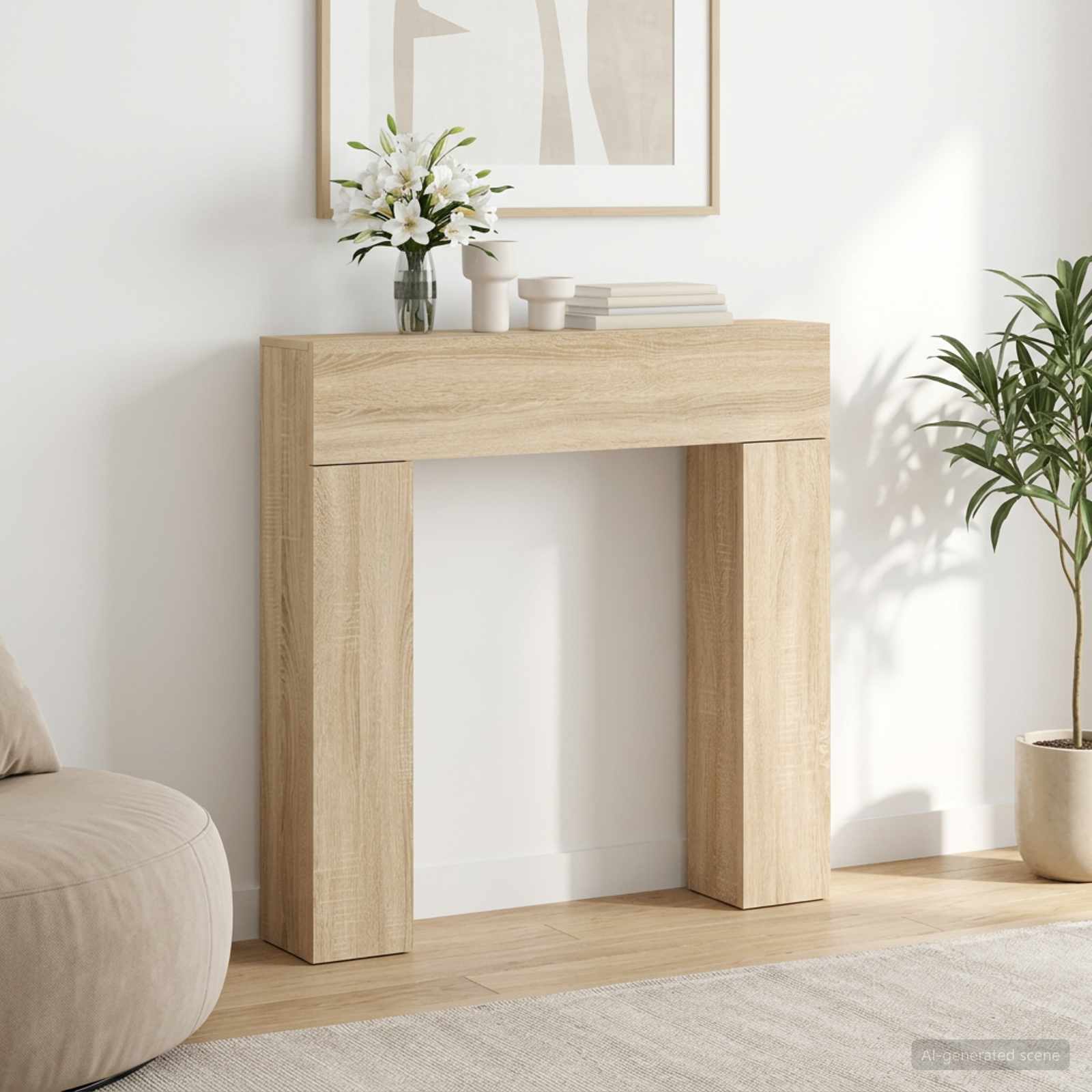 Cornice per camino Rovere Sonoma 102 x 18 x 100,5 cm
