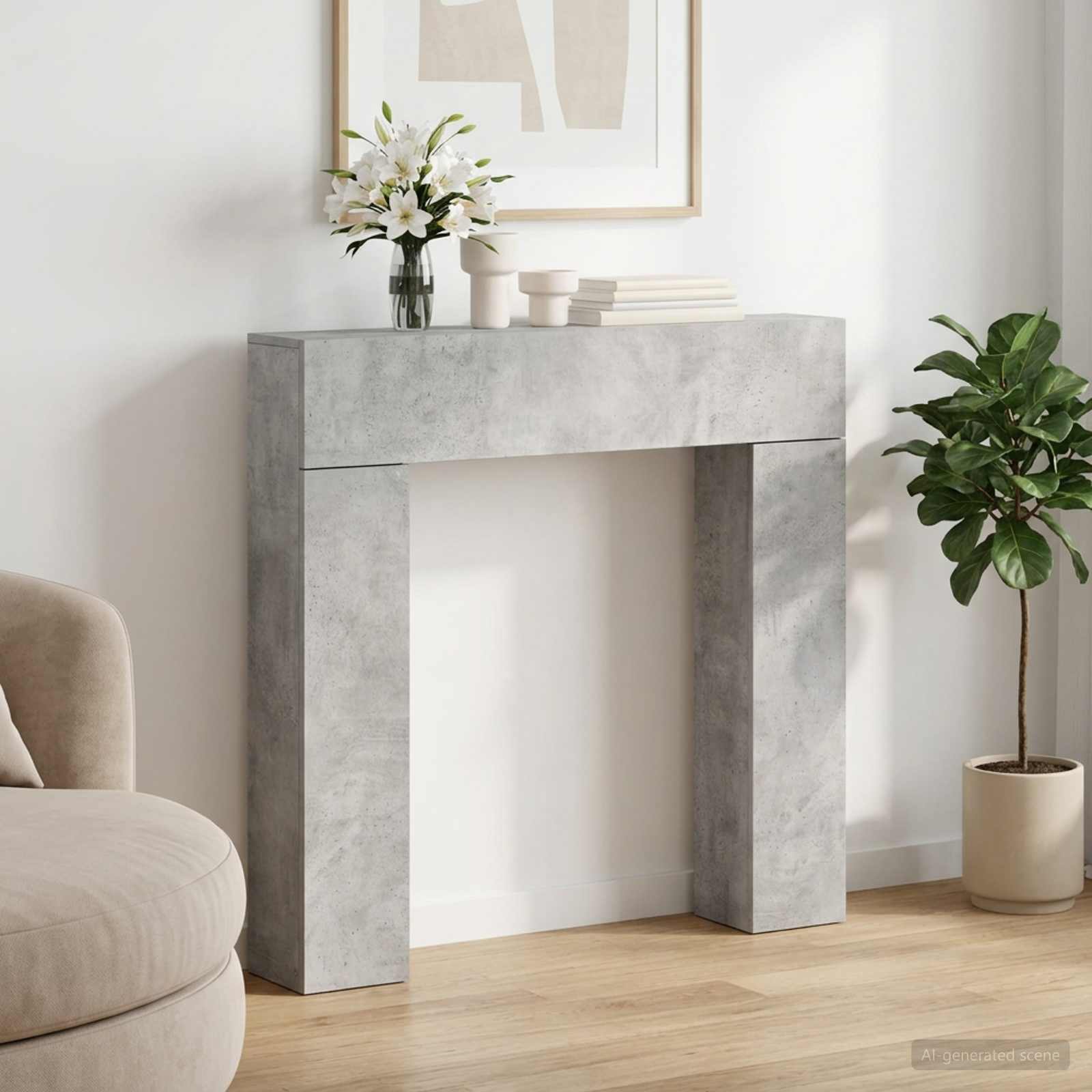 Cornice per camino Grigio Cemento 102 x 18 x 100,5 cm
