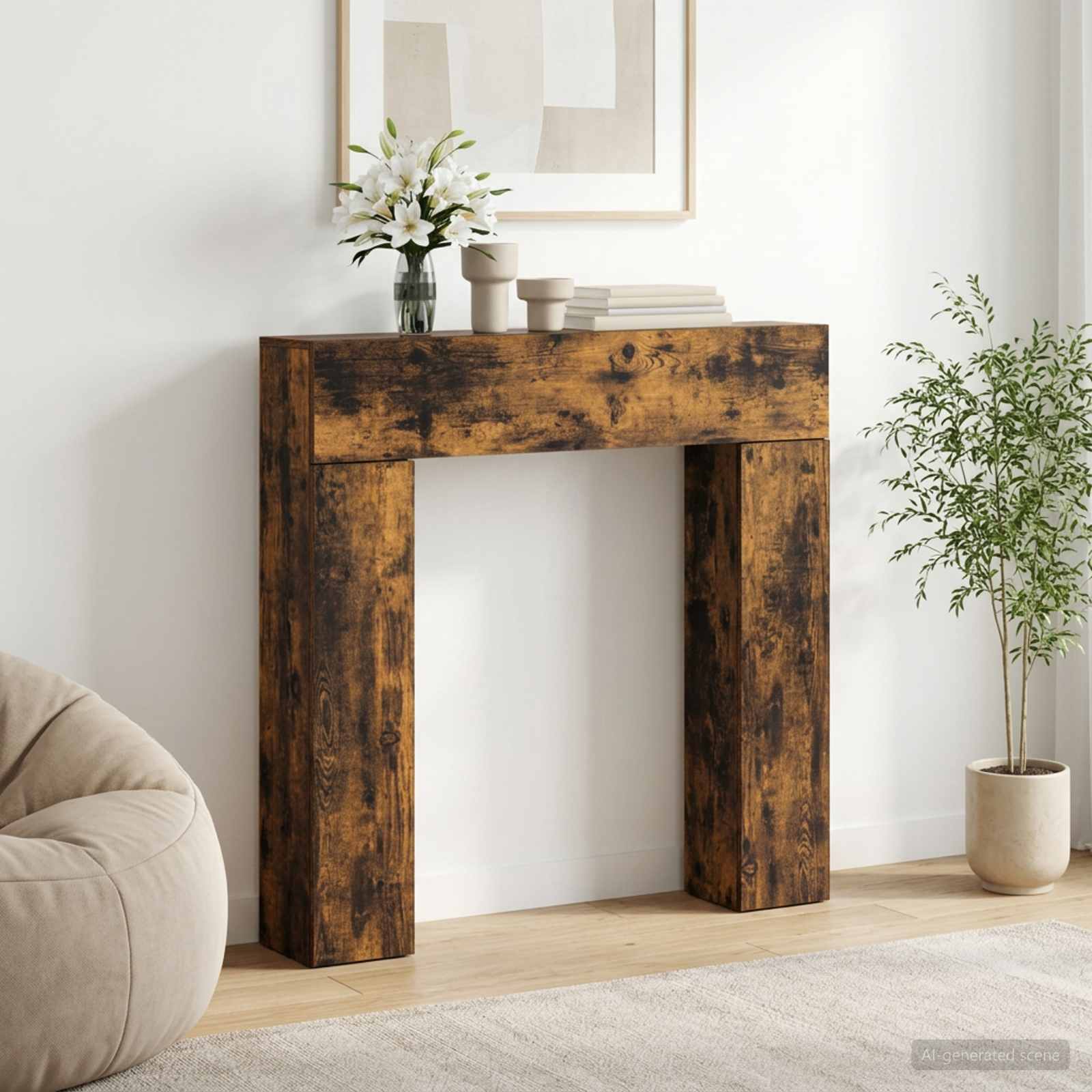 Cornice per camino Rovere Fumo 102 x 18 x 100,5 cm