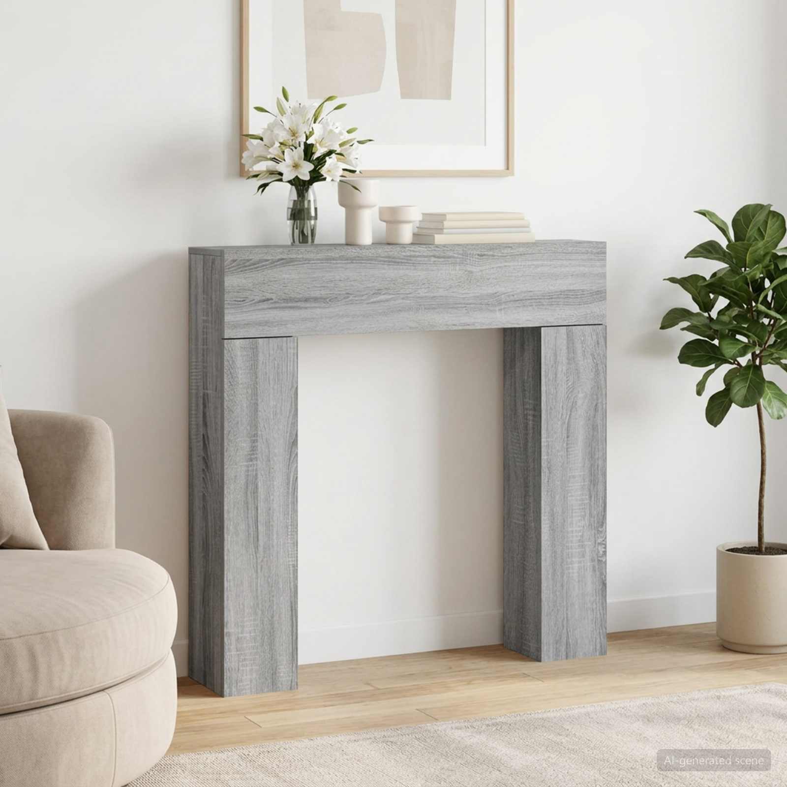 Cornice per camino Sonoma grigio 102 x 18 x 100,5 cm