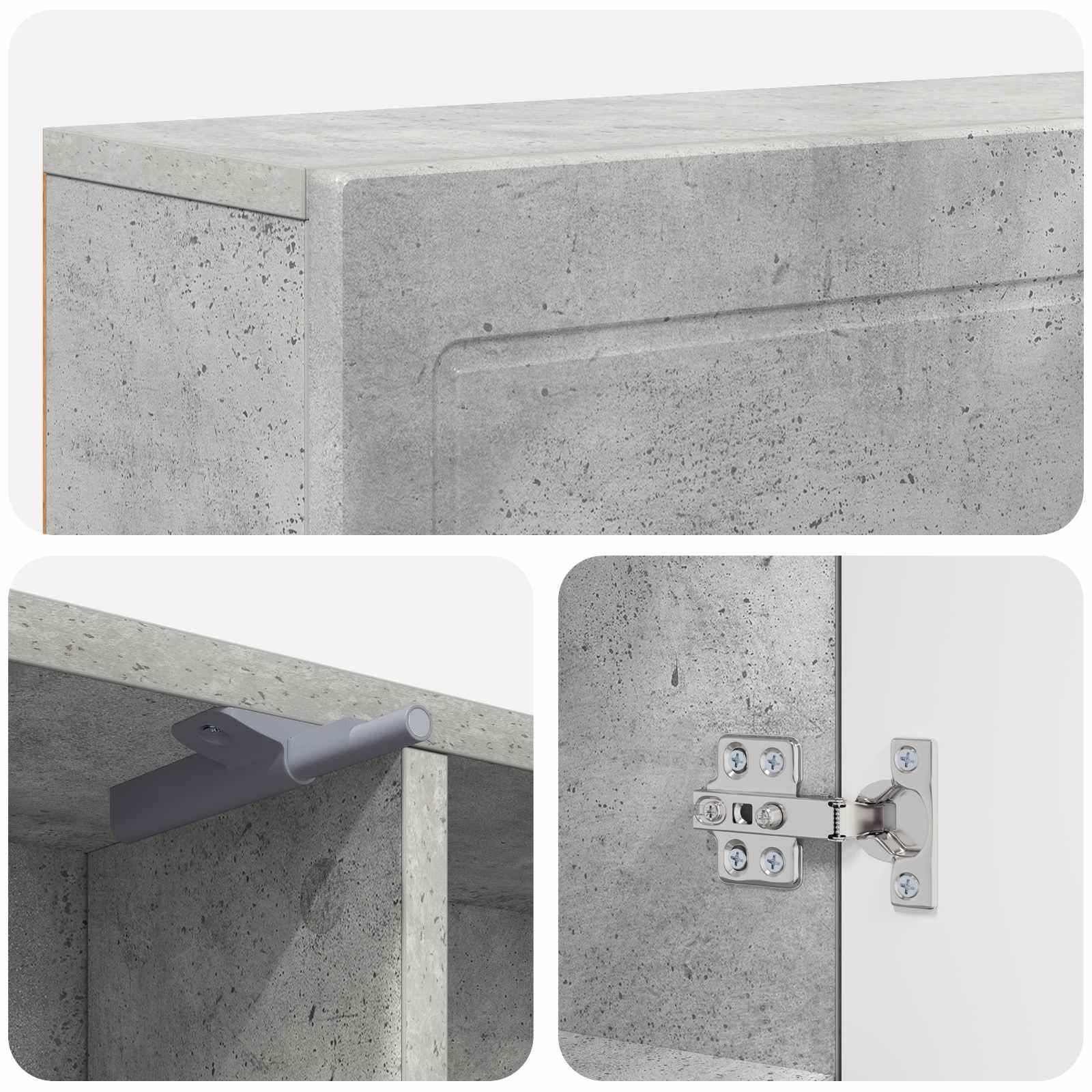 Cornice per camino Grigio Cemento 102 x 18 x 100,5 cm