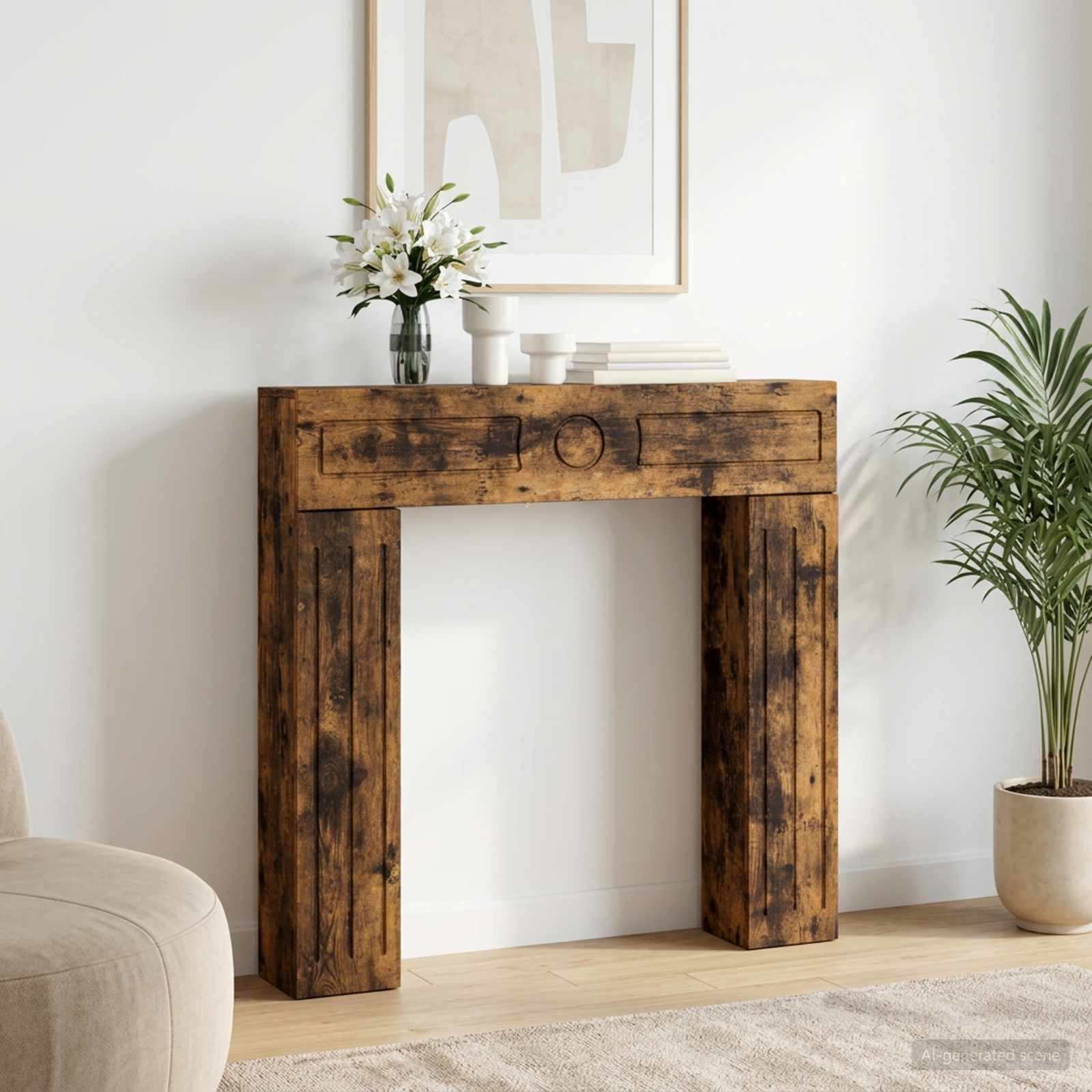 Cornice per camino Rovere Fumo 102 x 18 x 100,5 cm