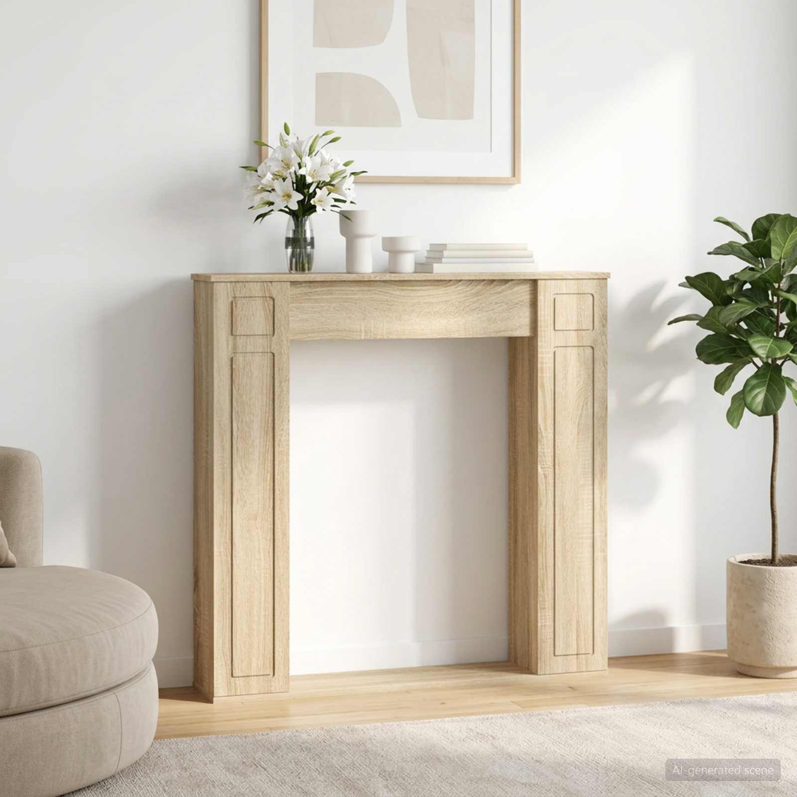 Cornice per camino Rovere Sonoma 100 x 20 x 100 cm