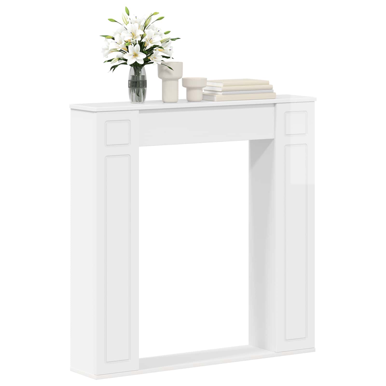 Cornice per camino Bianco Lucido 100 x 20 x 100 cm