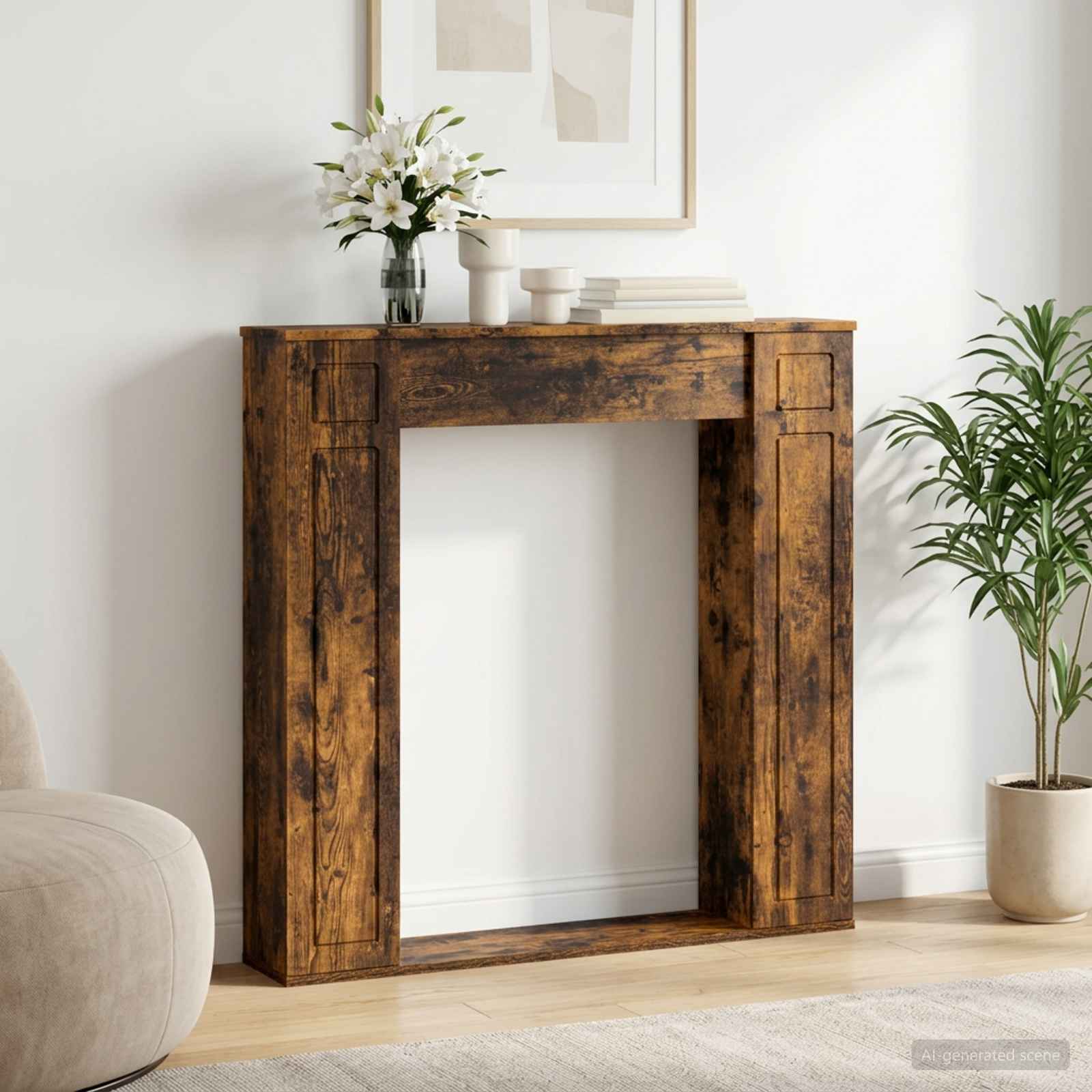 Cornice per camino Rovere Fumo 100 x 20 x 100 cm