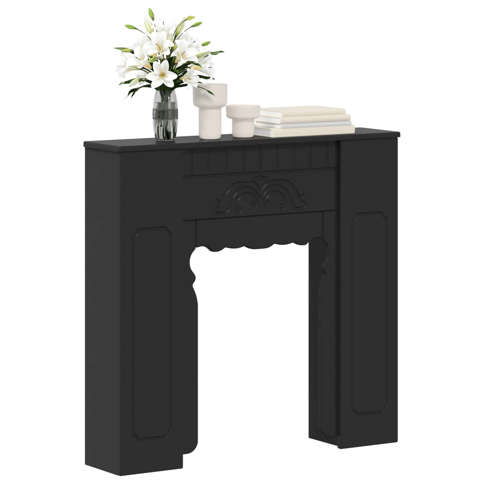 Cornice per camino Nero 93 x 20 x 89 cm Legno ingegnerizzato