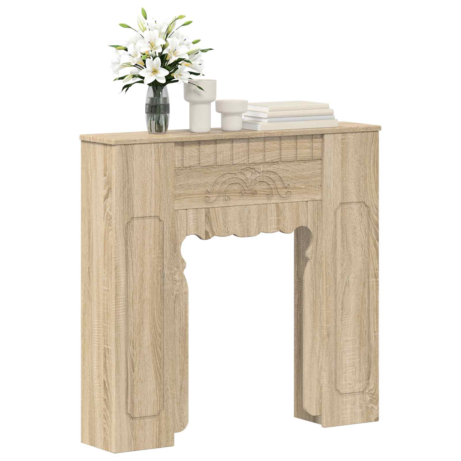 Cornice per camino Rovere Sonoma 93 x 20 x 89 cm