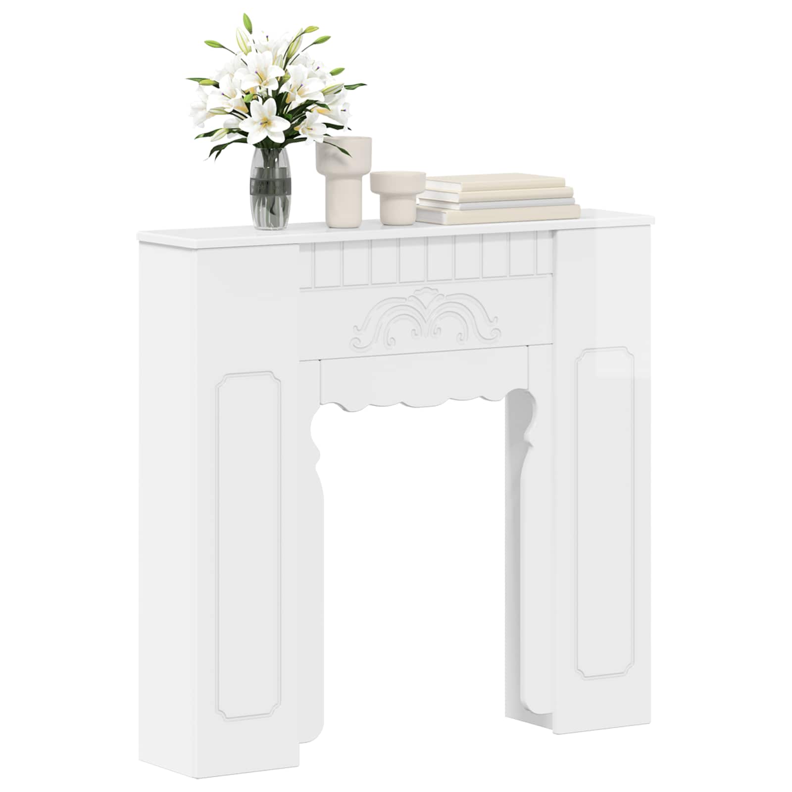 Cornice per camino Bianco Lucido 93 x 20 x 89 cm