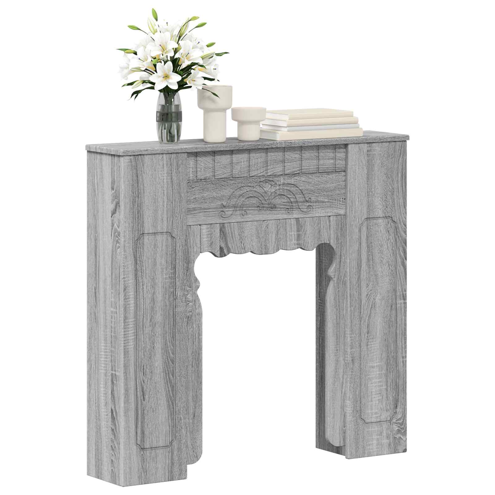 Cornice per camino Sonoma grigio 93 x 20 x 89 cm