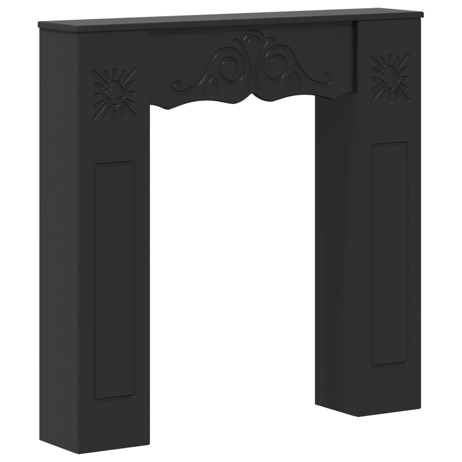 Cornice per camino Nero 102 x 20 x 102 cm Legno ingegnerizzato