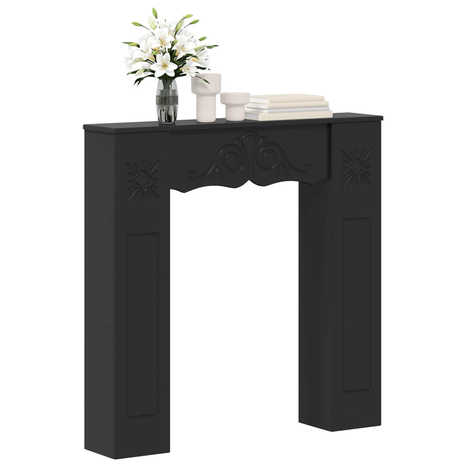 Cornice per camino Nero 102 x 20 x 102 cm Legno ingegnerizzato
