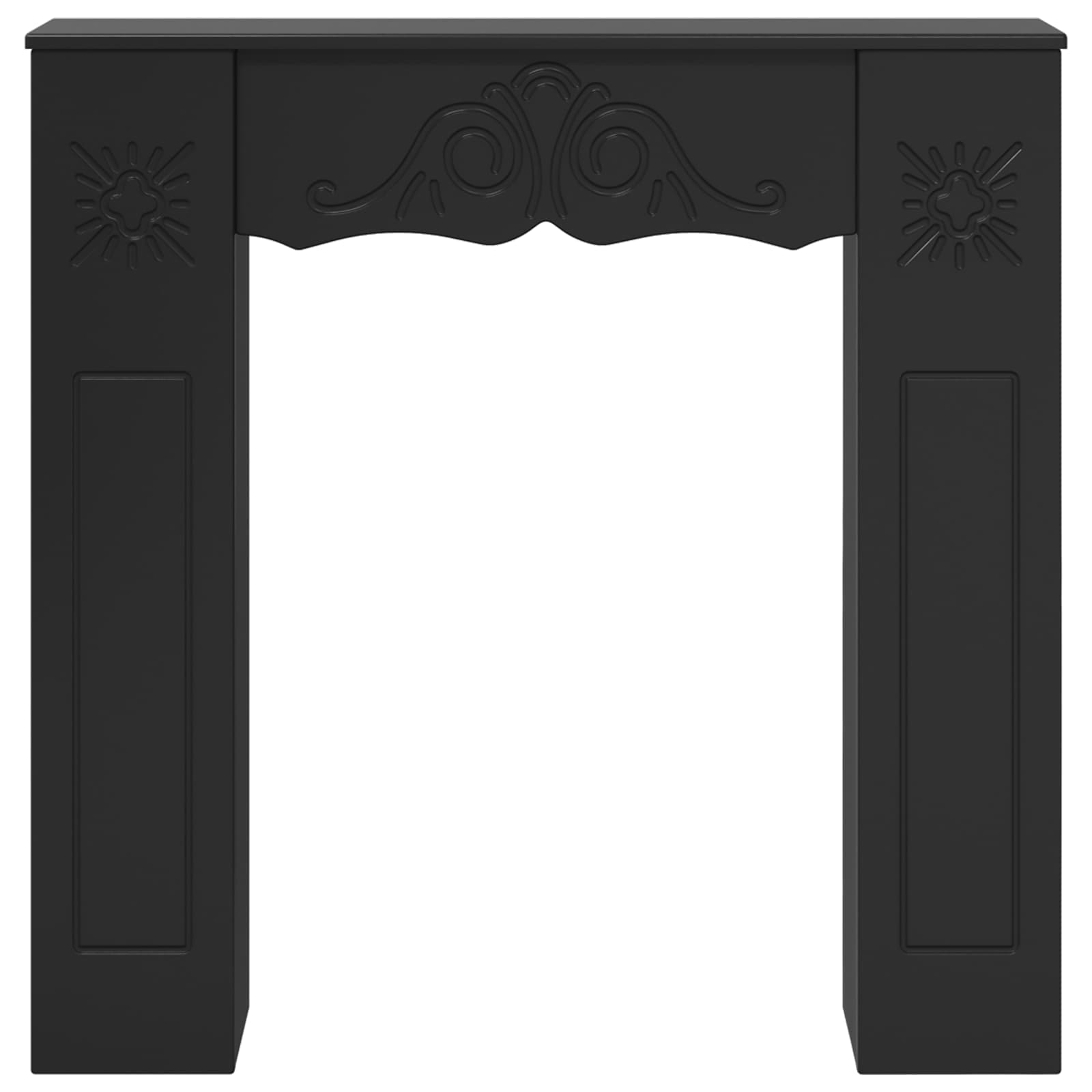 Cornice per camino Nero 102 x 20 x 102 cm Legno ingegnerizzato
