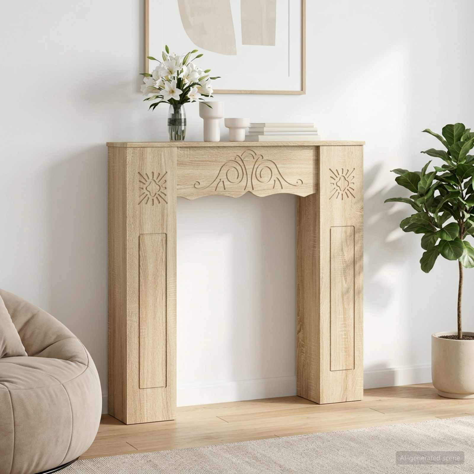 Cornice per camino Rovere Sonoma 102 x 20 x 102 cm