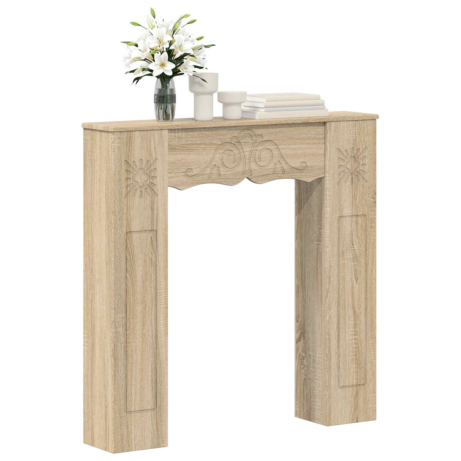 Cornice per camino Rovere Sonoma 102 x 20 x 102 cm