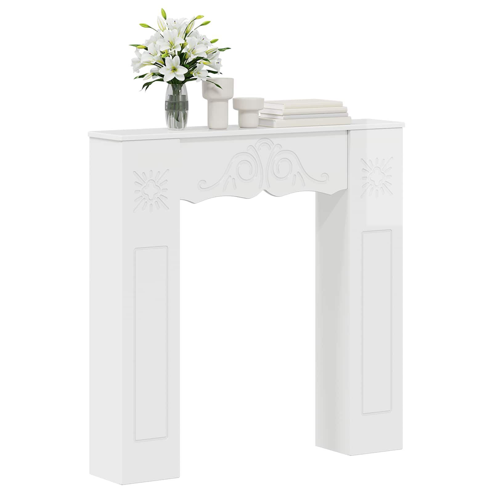 Cornice per camino Bianco Lucido 102 x 20 x 102 cm