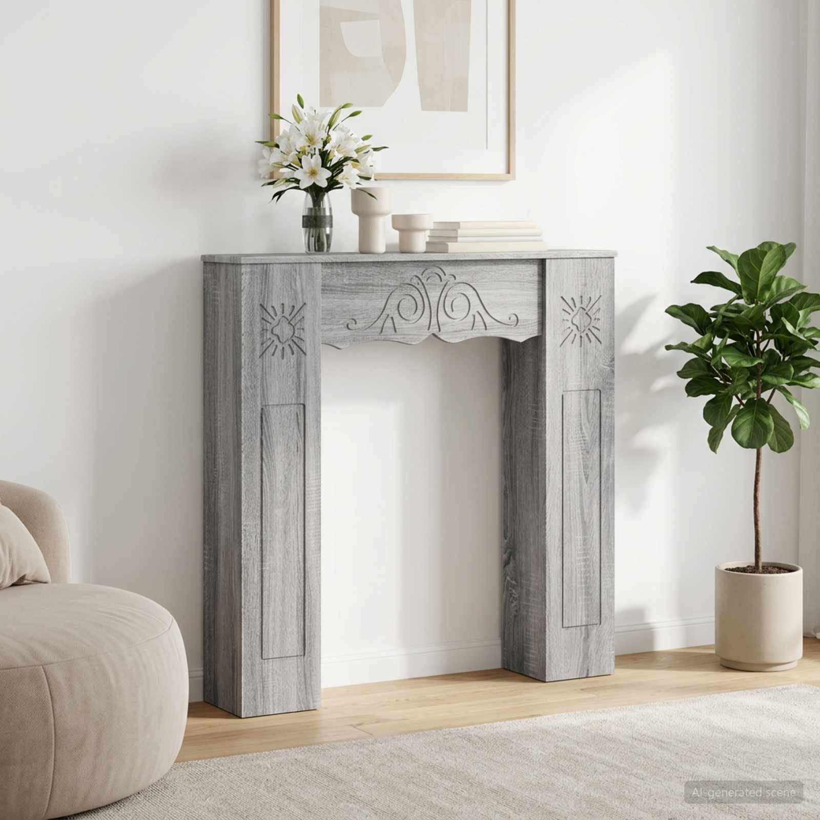 Cornice per camino Sonoma grigio 102 x 20 x 102 cm