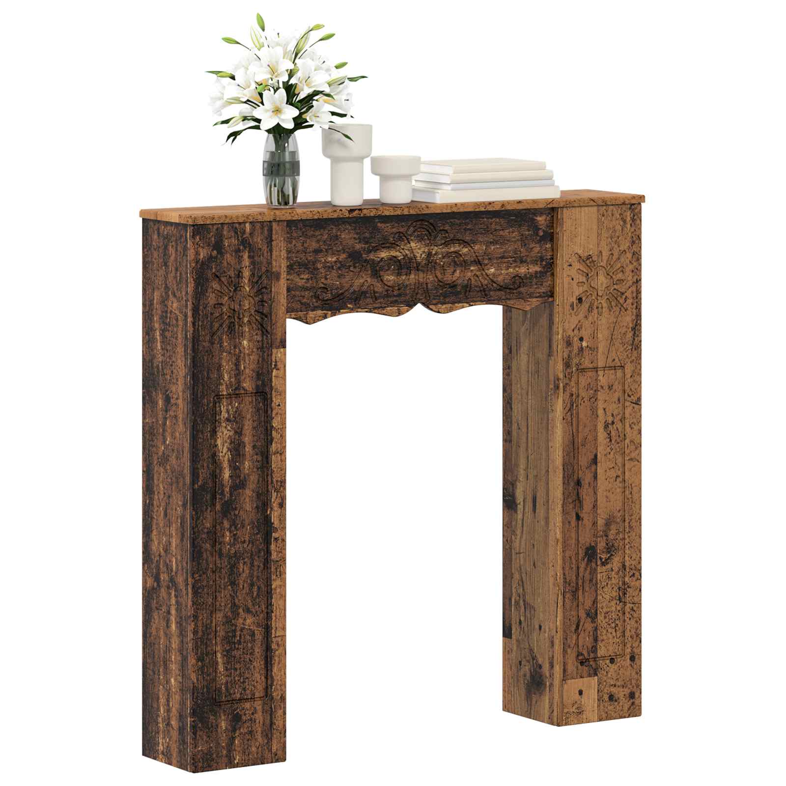 Cornice per camino Legno antico 102 x 20 x 102 cm