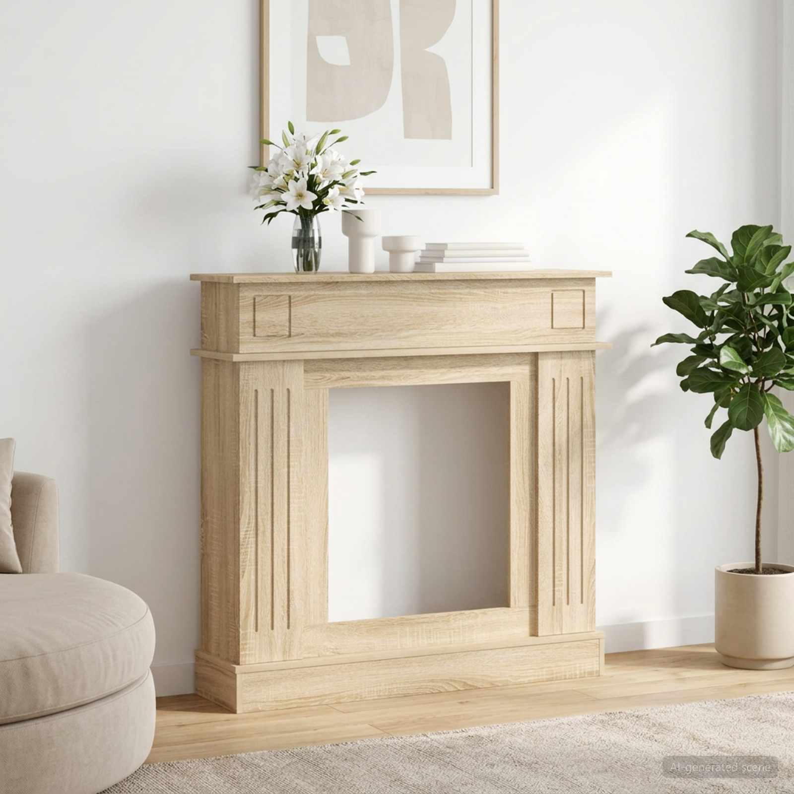 Cornice per camino Rovere Sonoma 102 x 26 x 100 cm