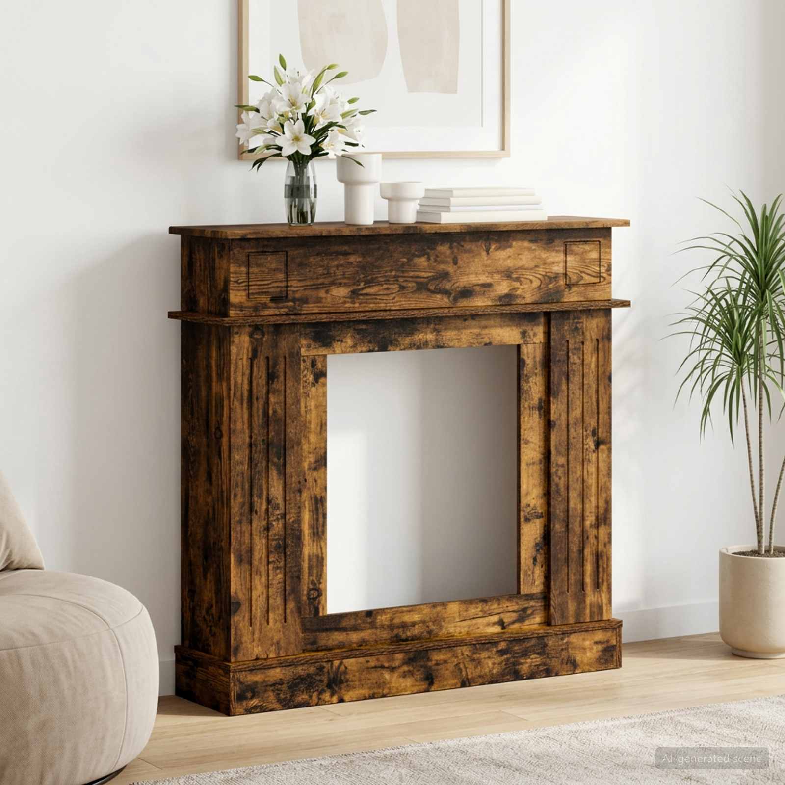 Cornice per camino Rovere Fumo 102 x 26 x 100 cm