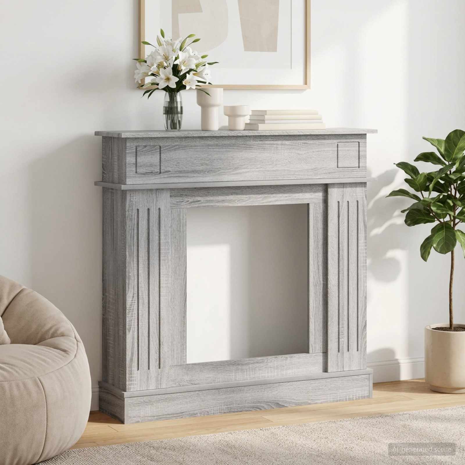 Cornice per camino Sonoma grigio 102 x 26 x 100 cm