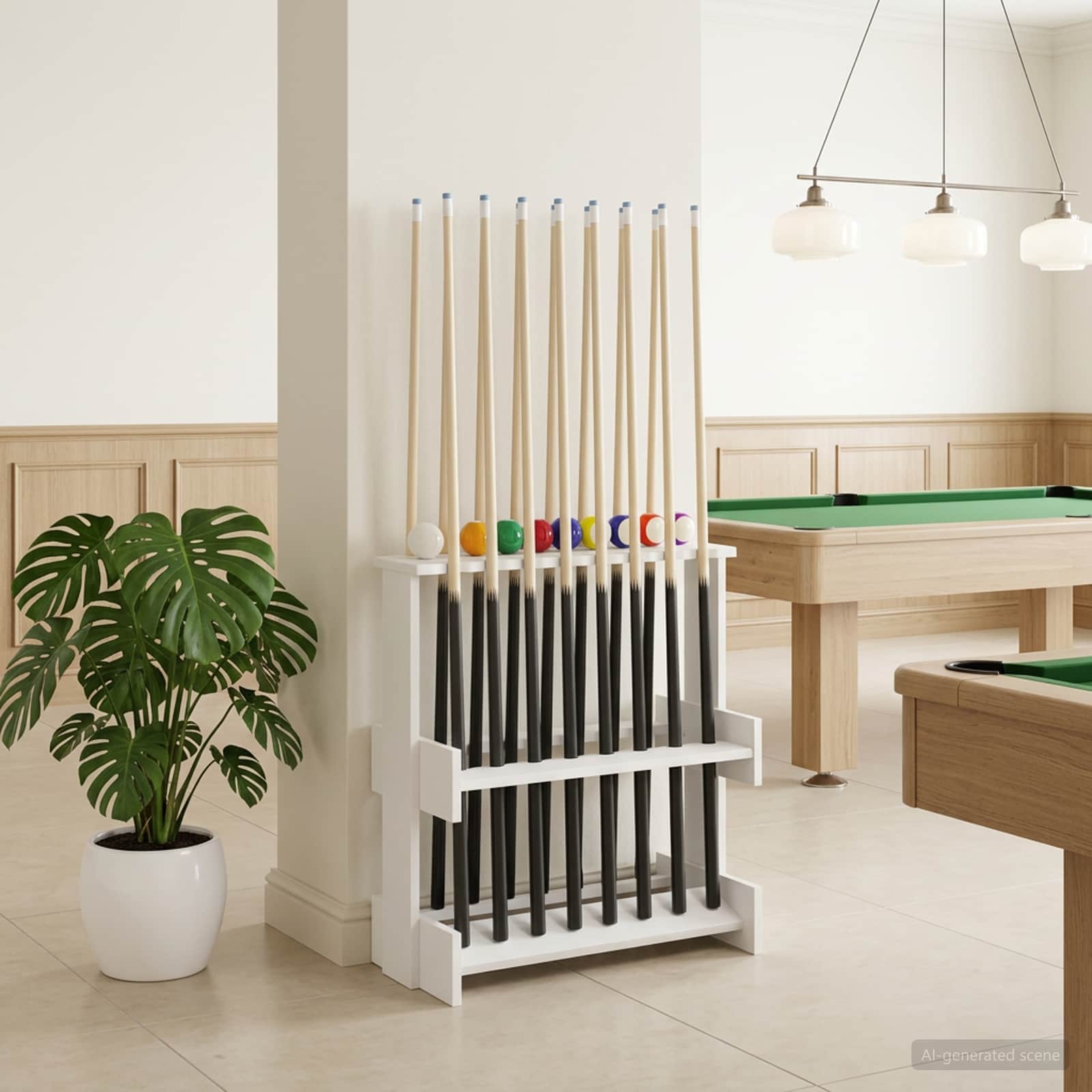 Supporto per stecche da biliardo Legno ingegnerizzato Bianco