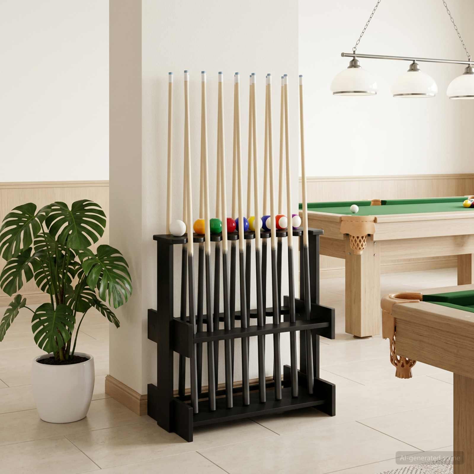Supporto per stecche da biliardo Legno ingegnerizzato Nero