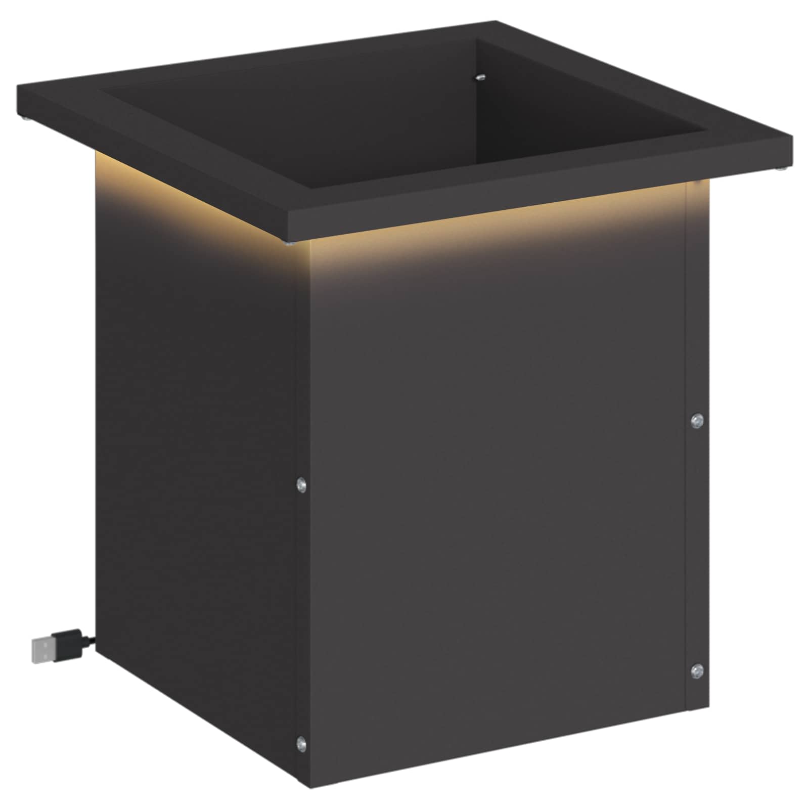 Fioriera da giardino con LED Nero 30 x 30 x 30 cm Acciaio