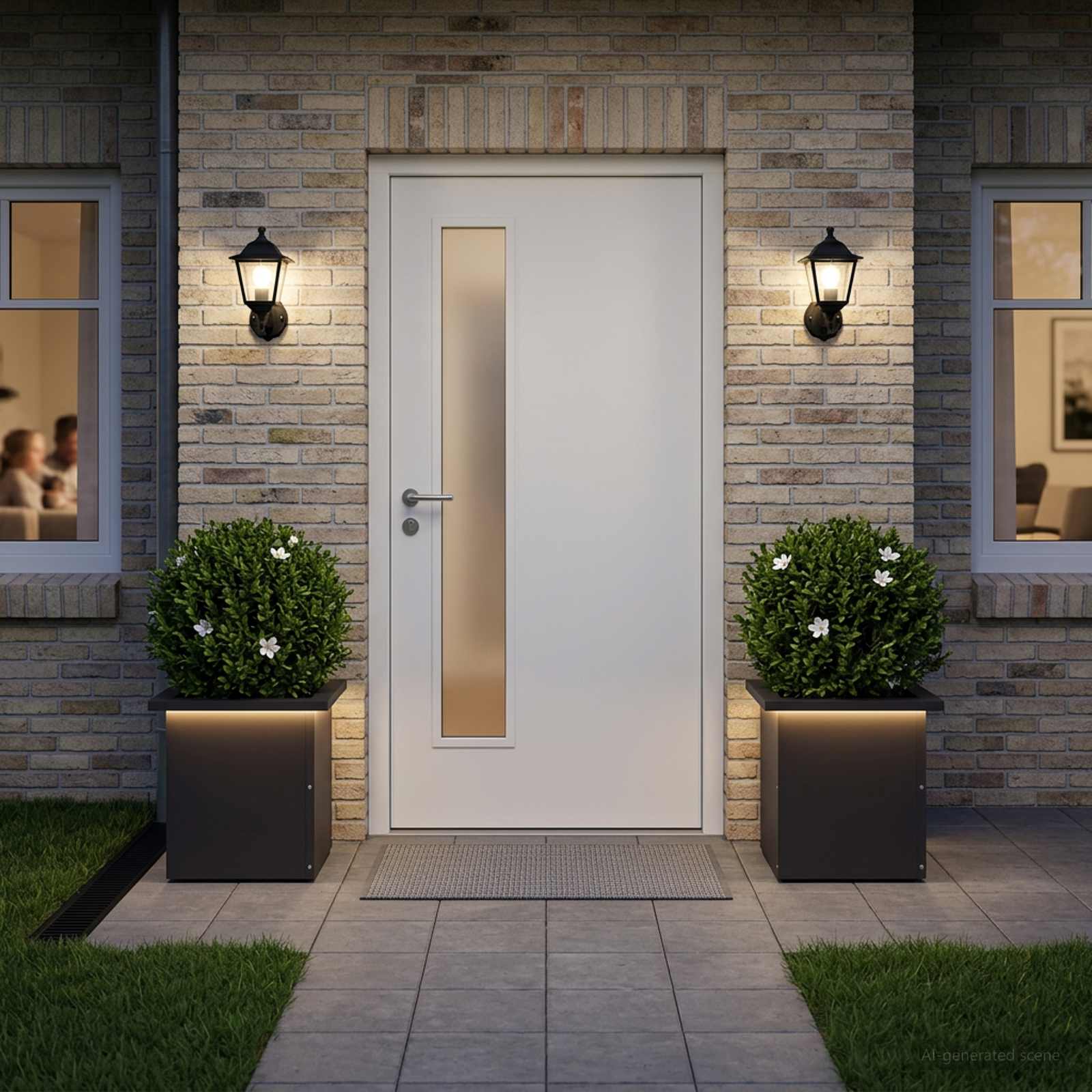 Fioriera da giardino con LED 2 pz Nero 30 x 30 x 30 cm Acciaio