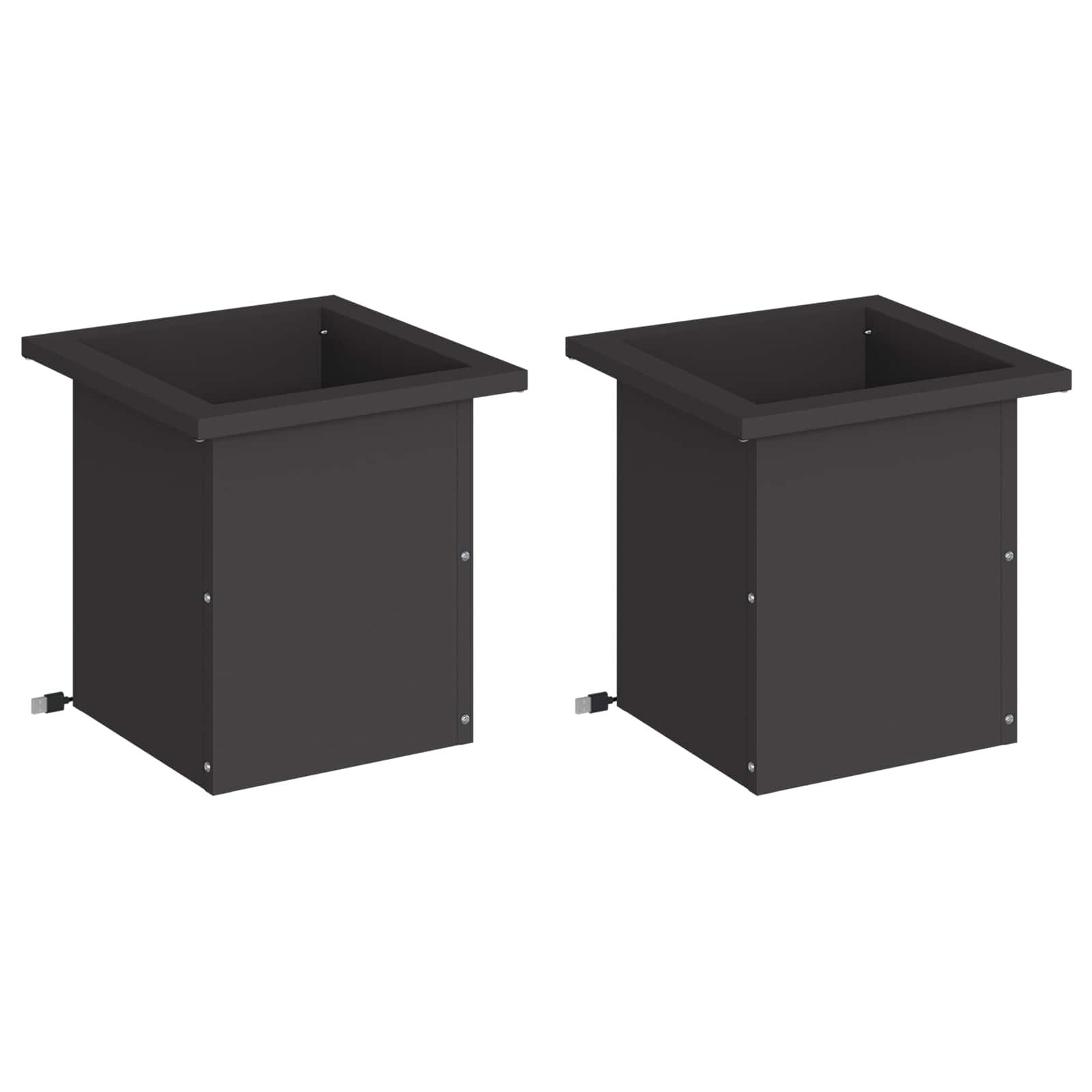 Fioriera da giardino con LED 2 pz Nero 30 x 30 x 30 cm Acciaio