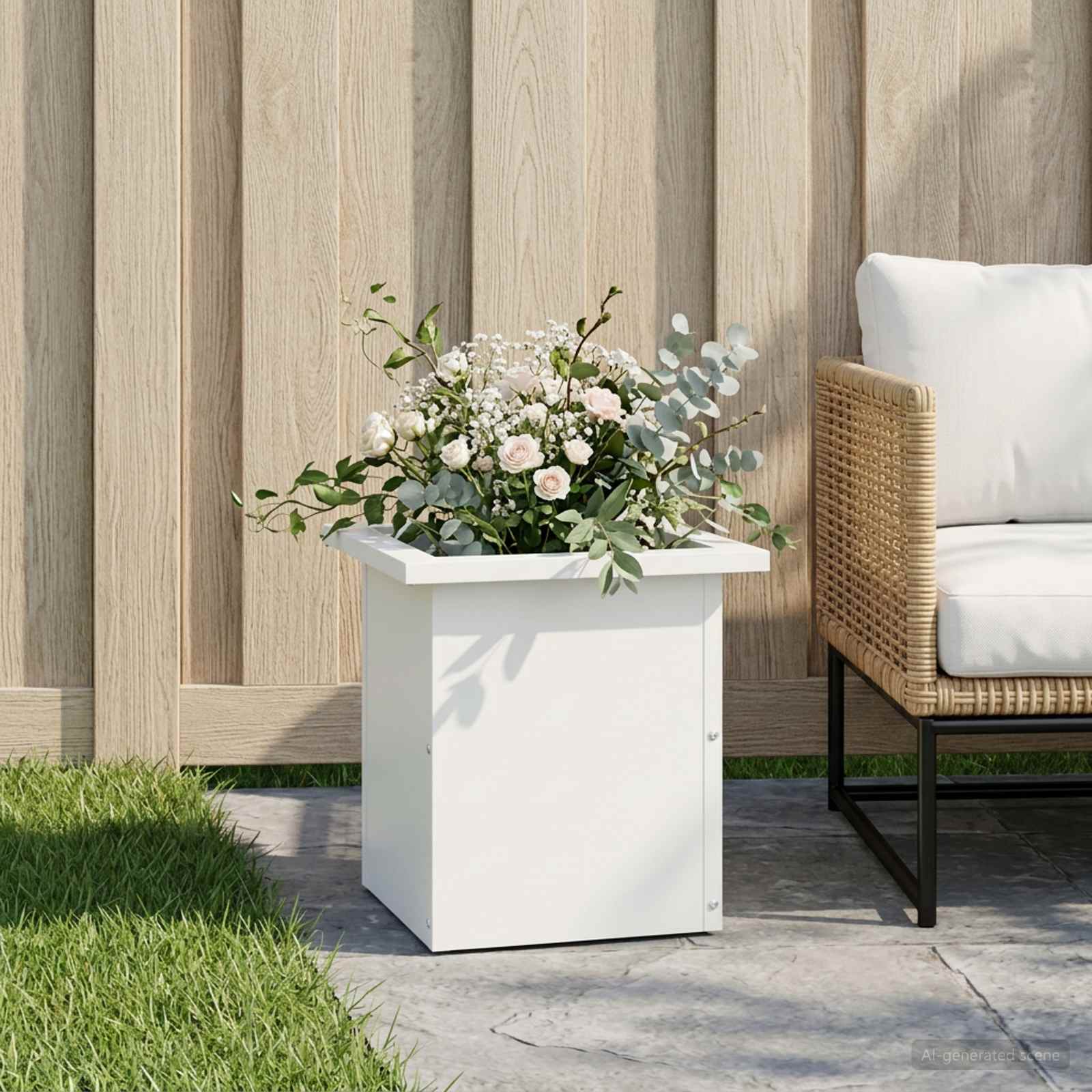 Fioriera da giardino con LED Bianco 30 x 30 x 30 cm Acciaio