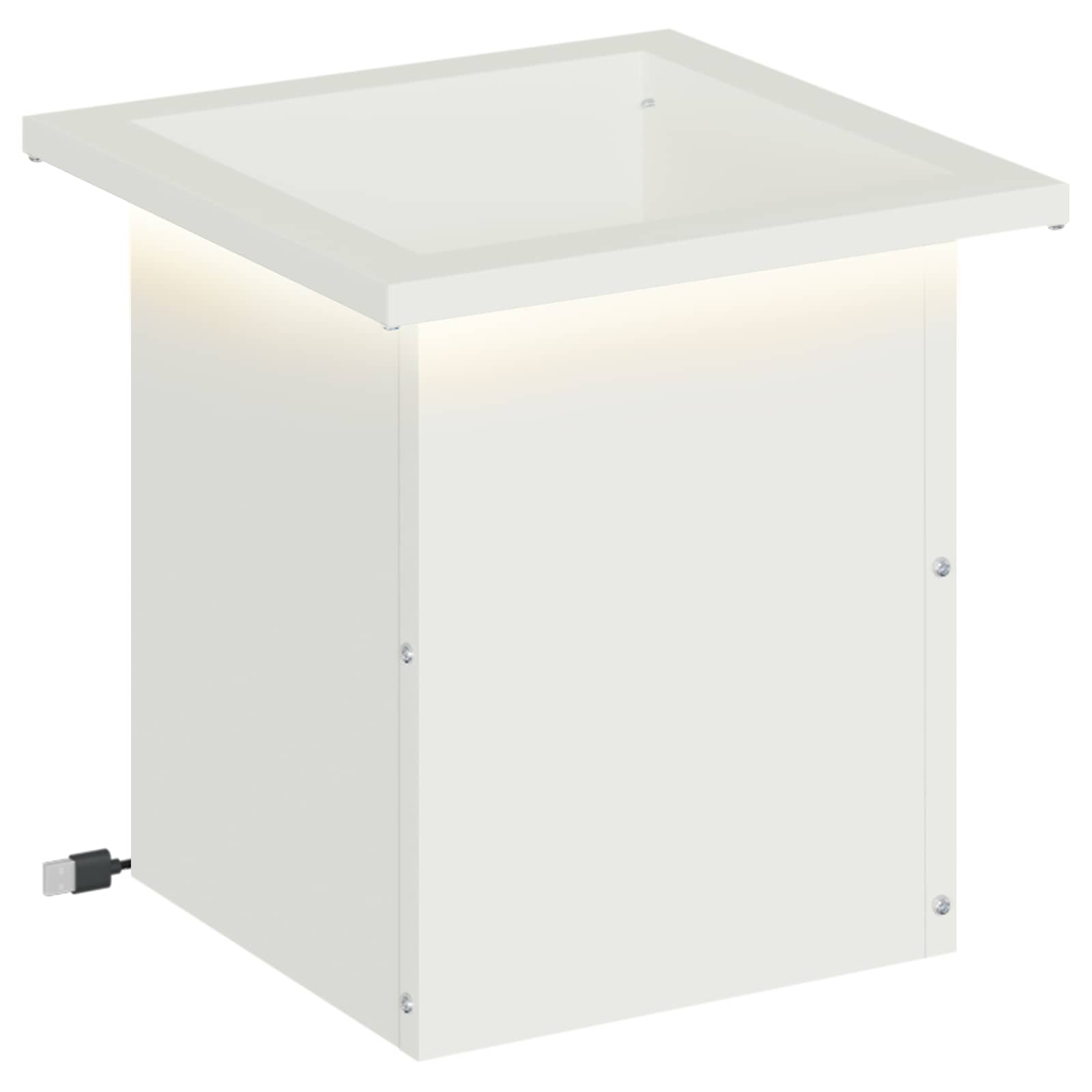 Fioriera da giardino con LED Bianco 30 x 30 x 30 cm Acciaio