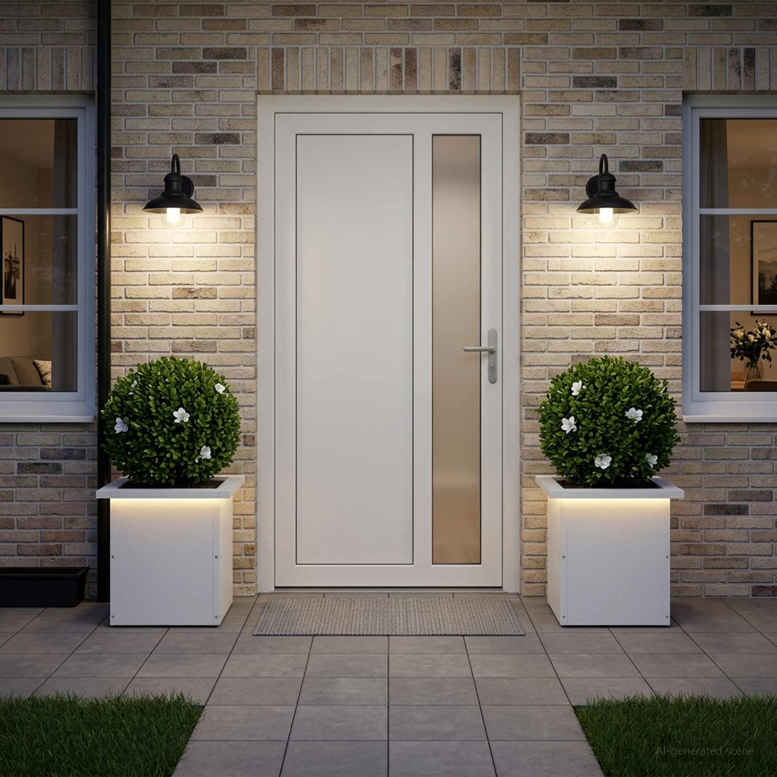 Fioriera da giardino con LED 2 pz Bianco 30 x 30 x 30 cm