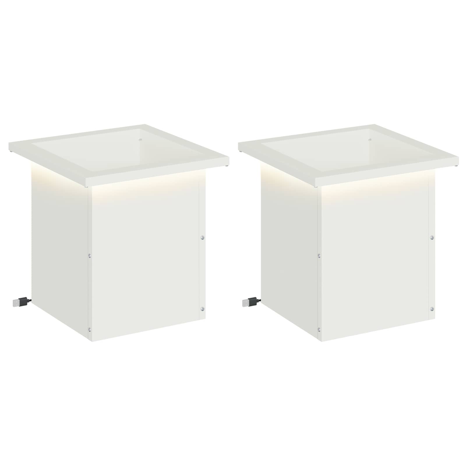 Fioriera da giardino con LED 2 pz Bianco 30 x 30 x 30 cm
