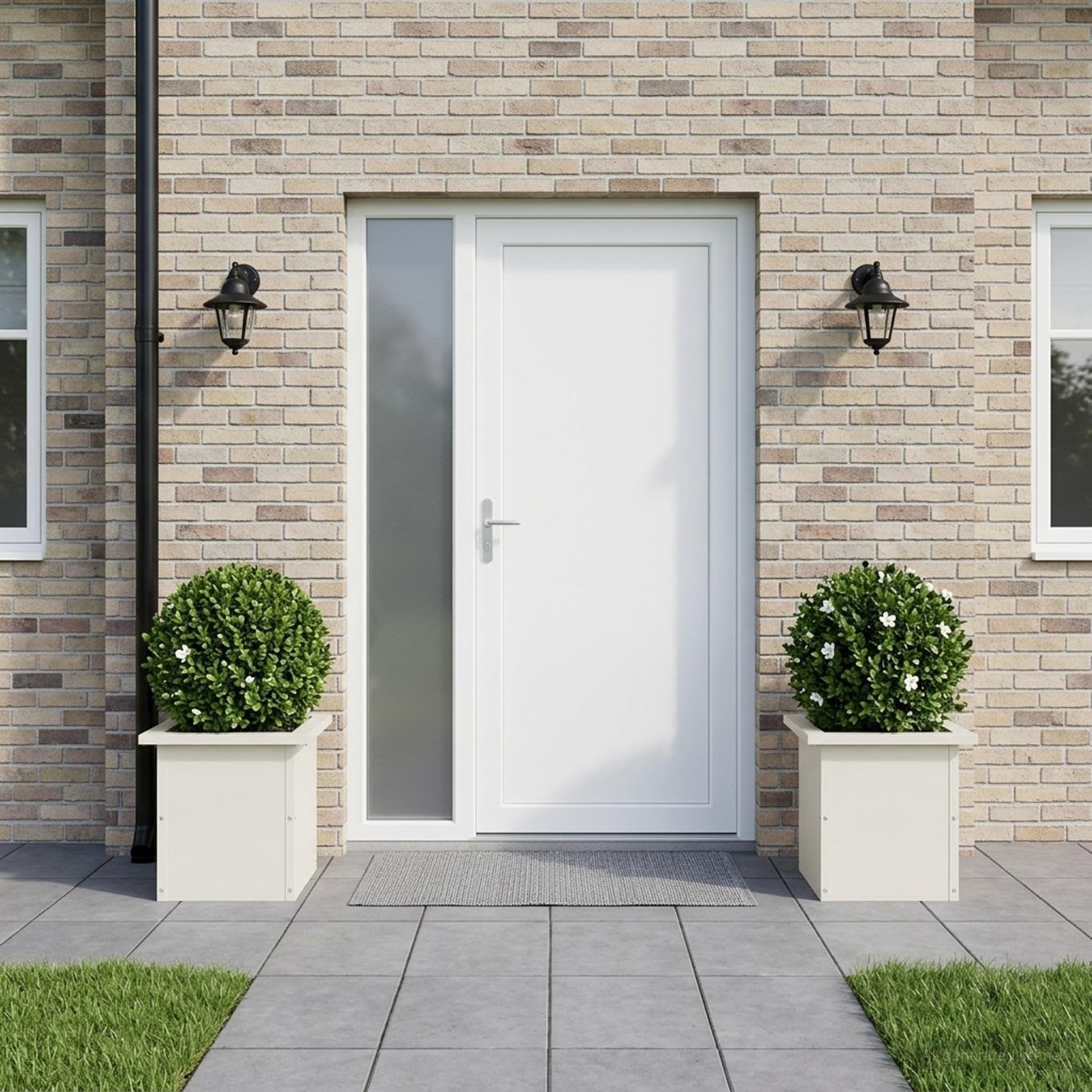 Fioriera da giardino con LED 2 pz Bianco 30 x 30 x 30 cm