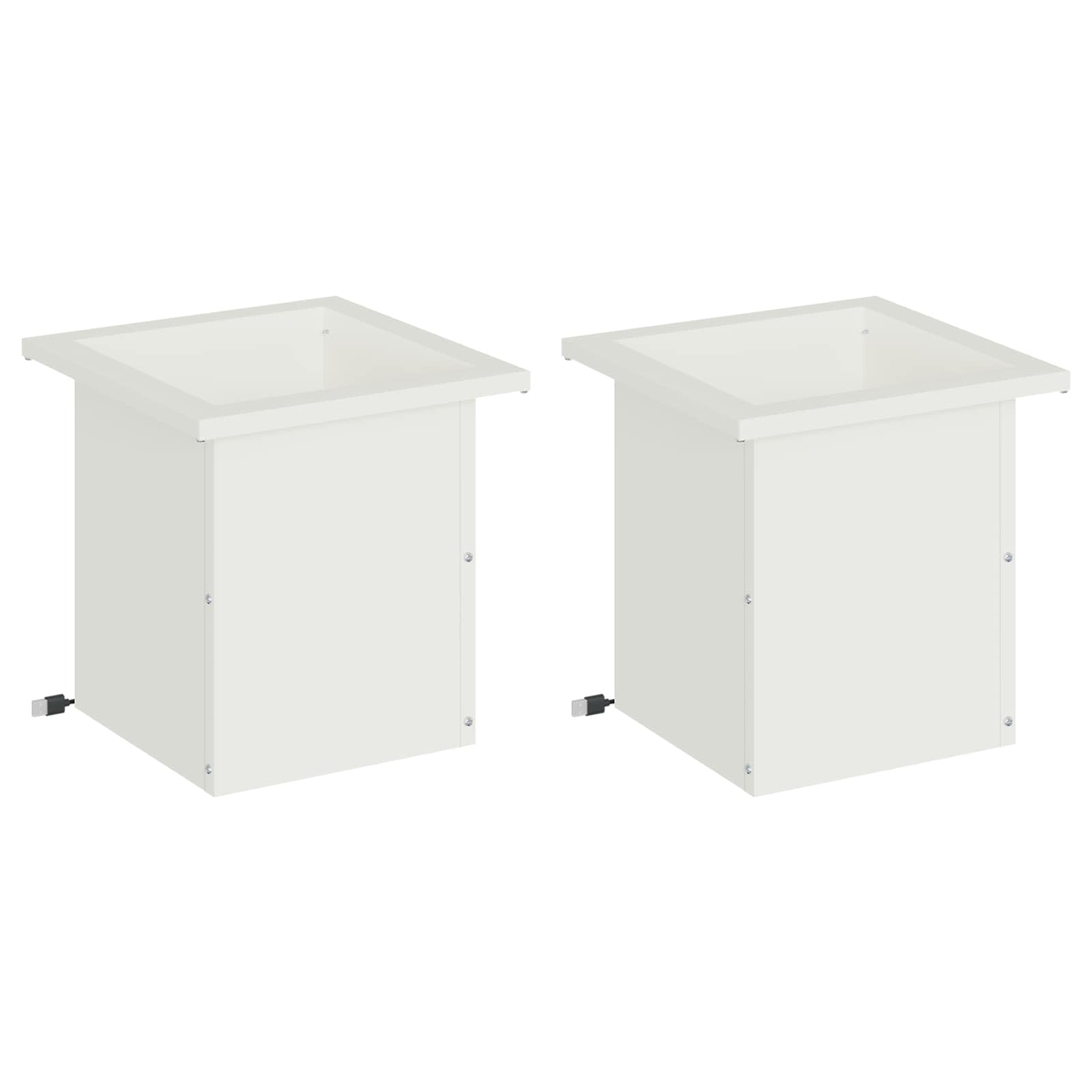 Fioriera da giardino con LED 2 pz Bianco 30 x 30 x 30 cm