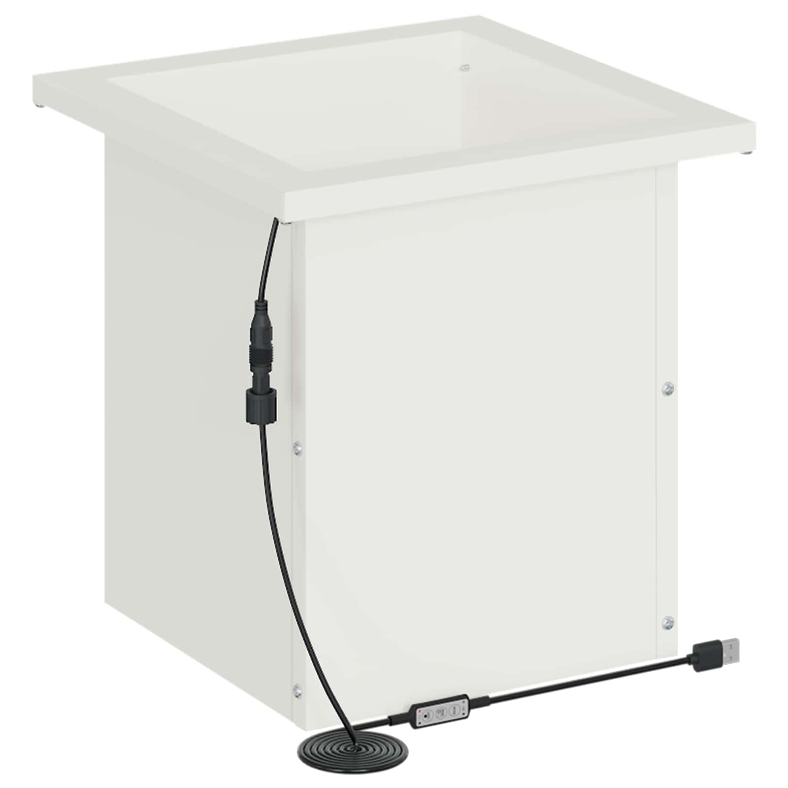 Fioriera da giardino con LED 2 pz Bianco 30 x 30 x 30 cm