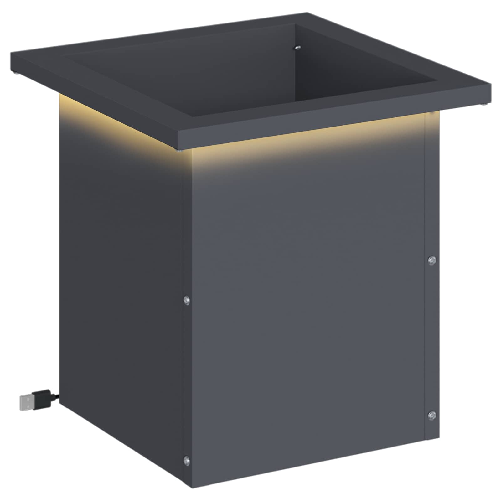 Fioriera da giardino con LED Antracite 30 x 30 x 30 cm Acciaio
