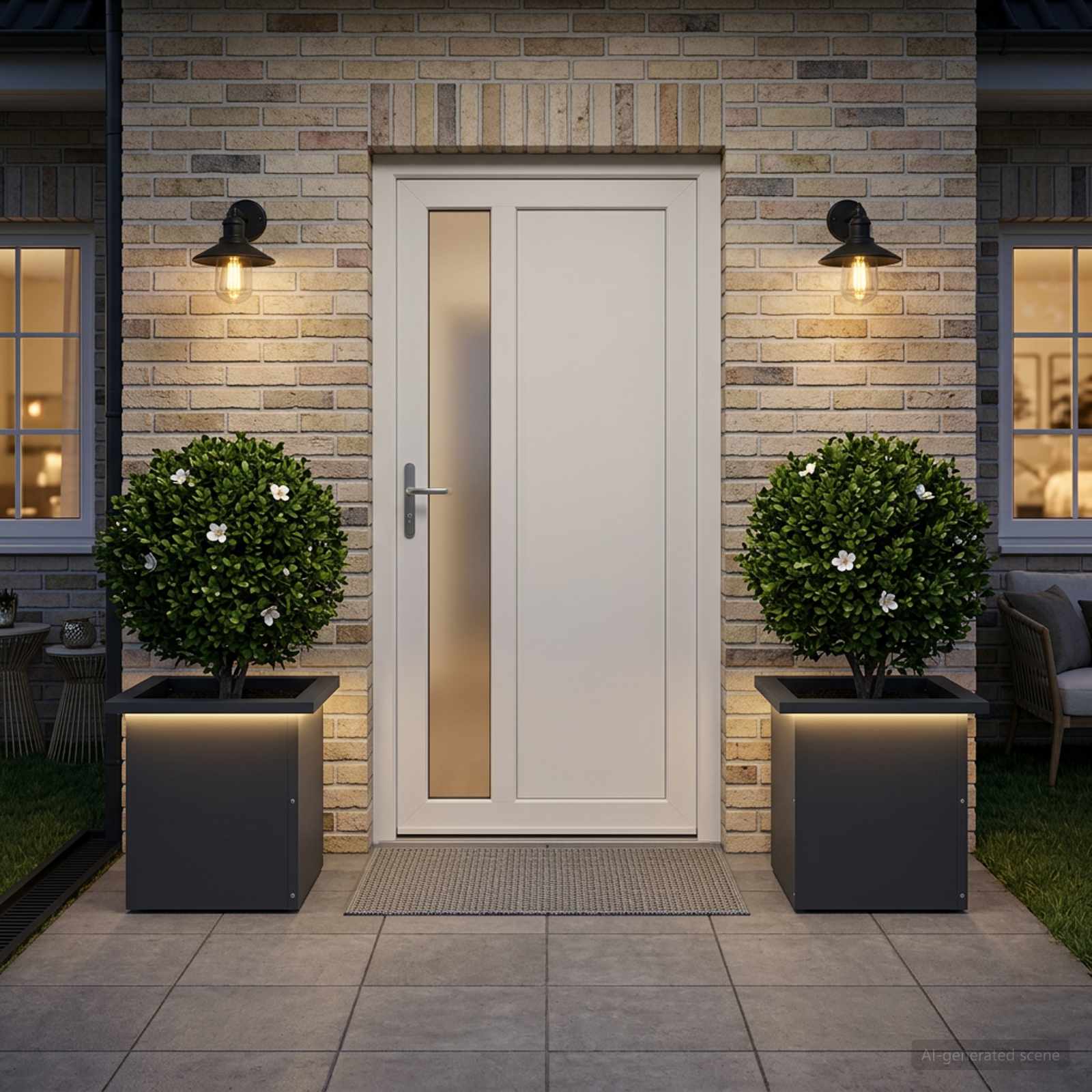 Fioriera da giardino con LED 2 pz Antracite 30 x 30 x 30 cm