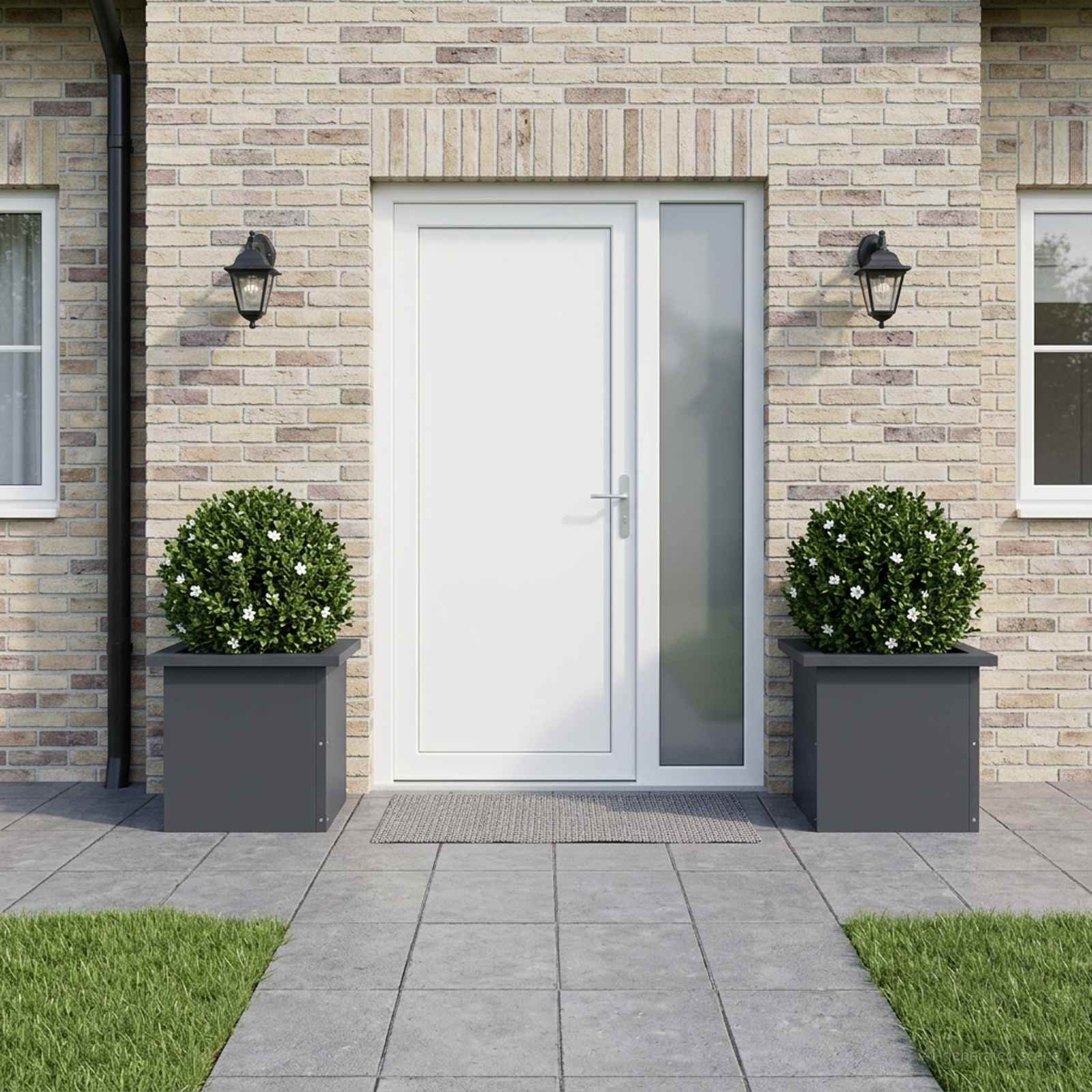 Fioriera da giardino con LED 2 pz Antracite 30 x 30 x 30 cm